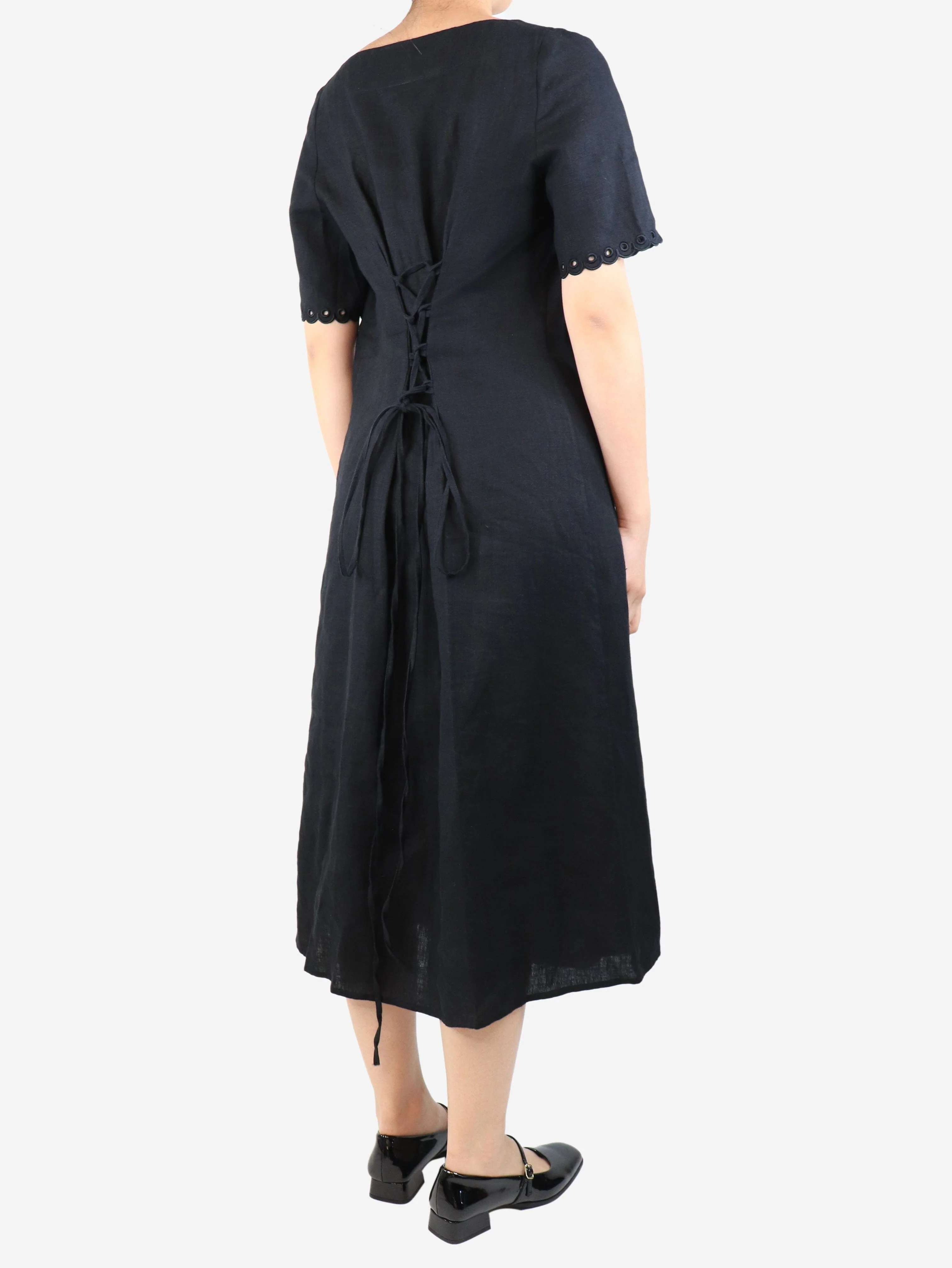 Black linen midi dress - size S - Image 2