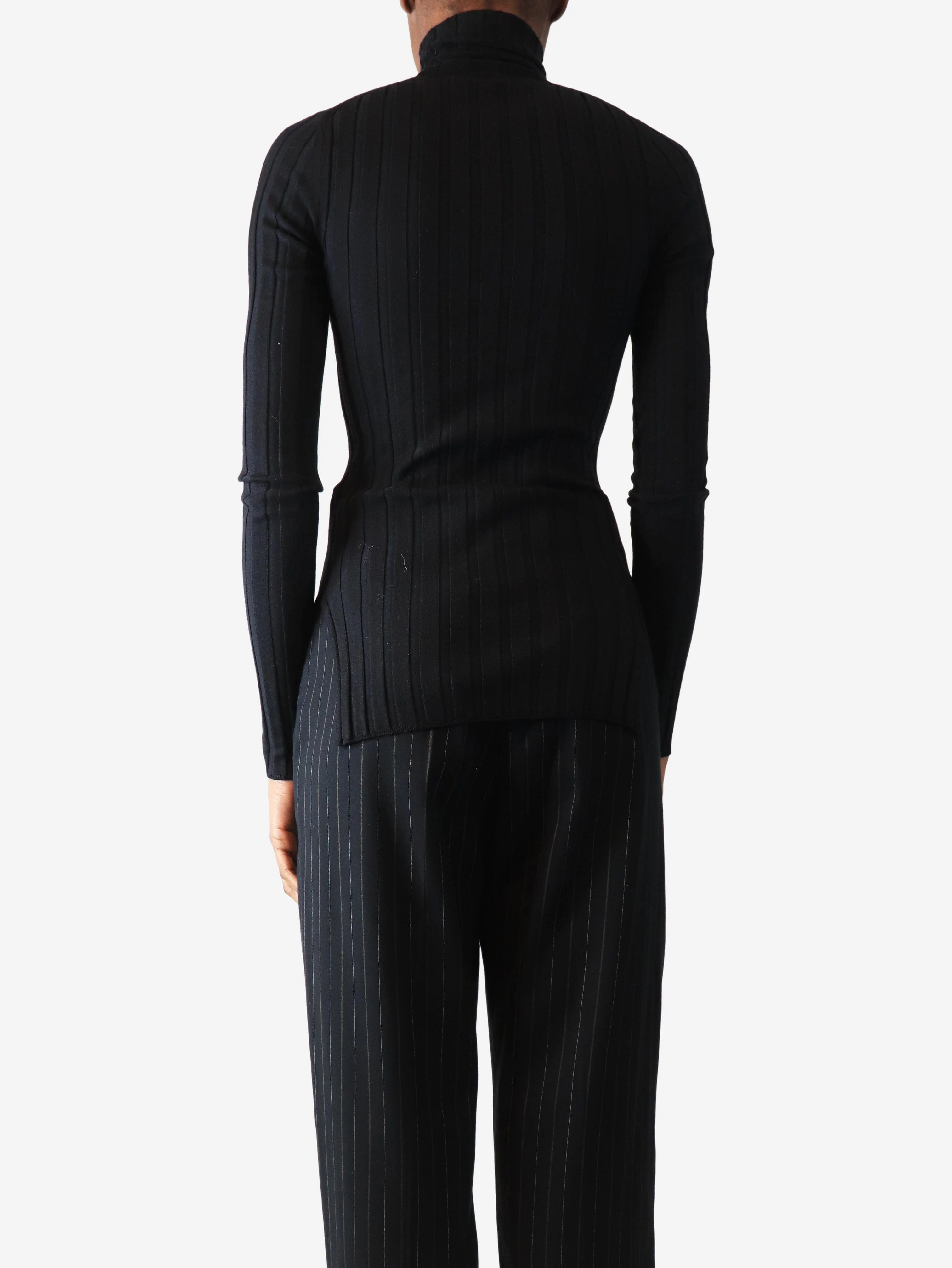 Black merino wool ribbed turtleneck - size XS - Image 3