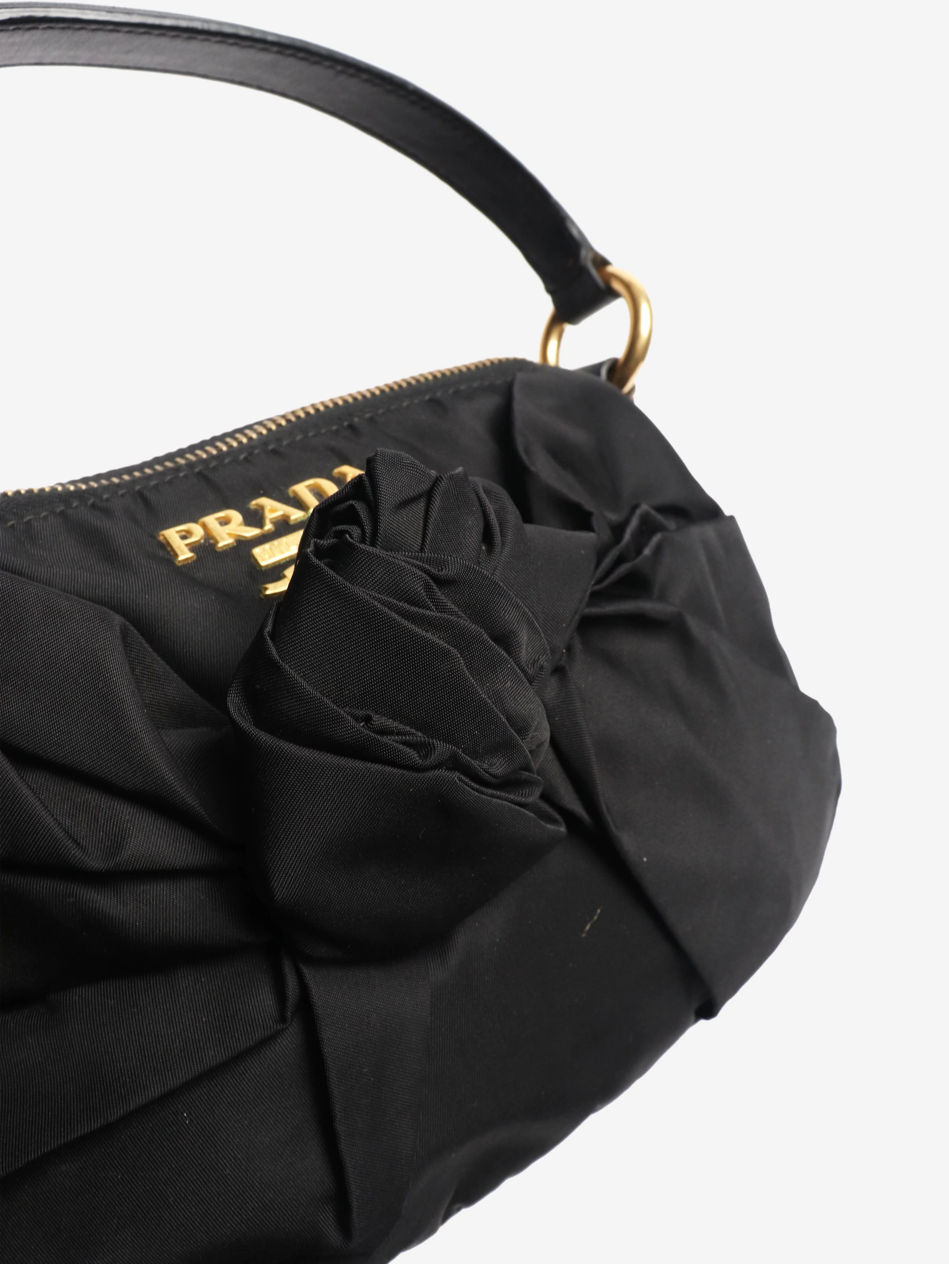 Black nylon knot-front mini handbag - Image 5