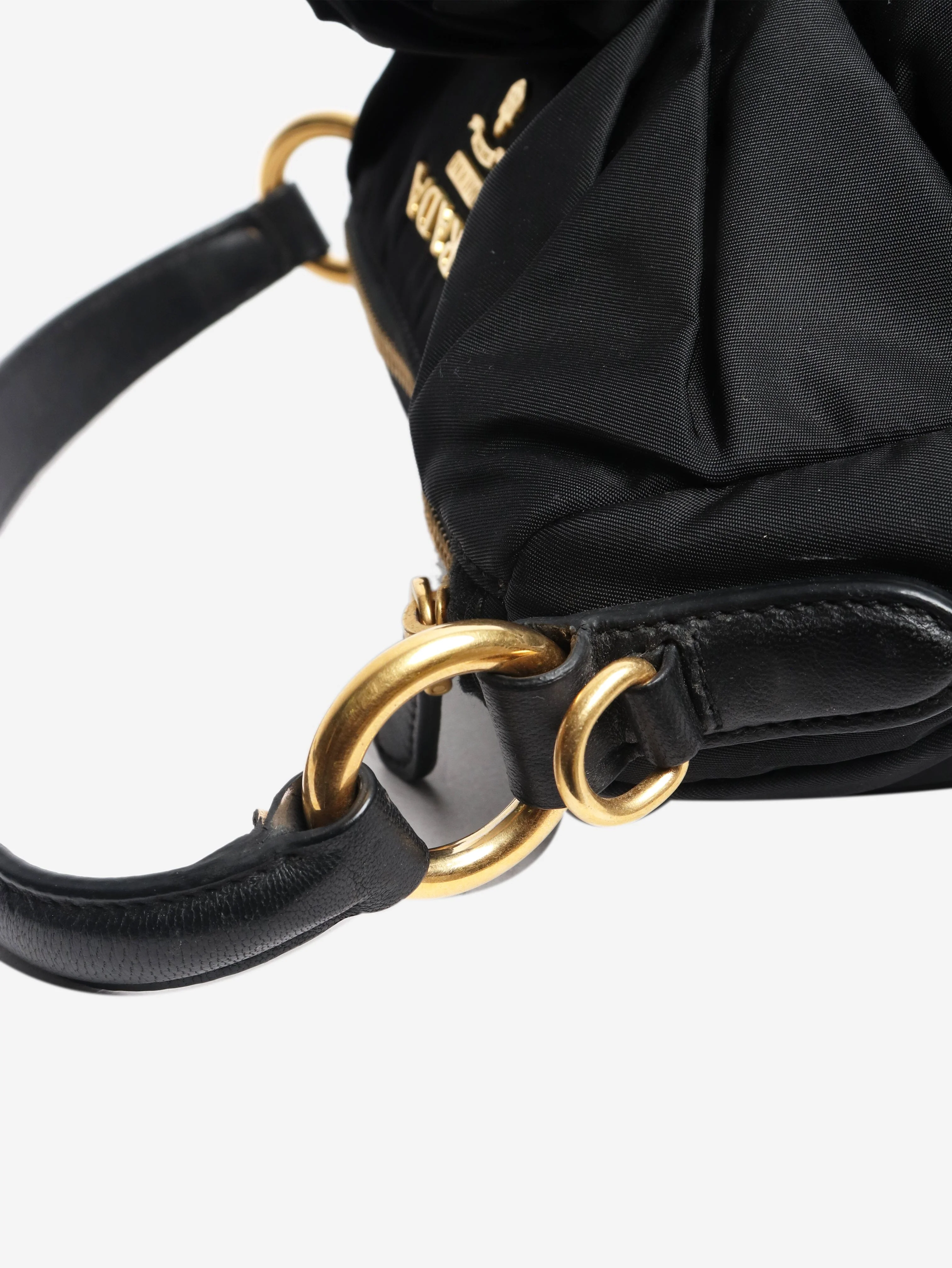 Black nylon knot-front mini handbag - Image 7