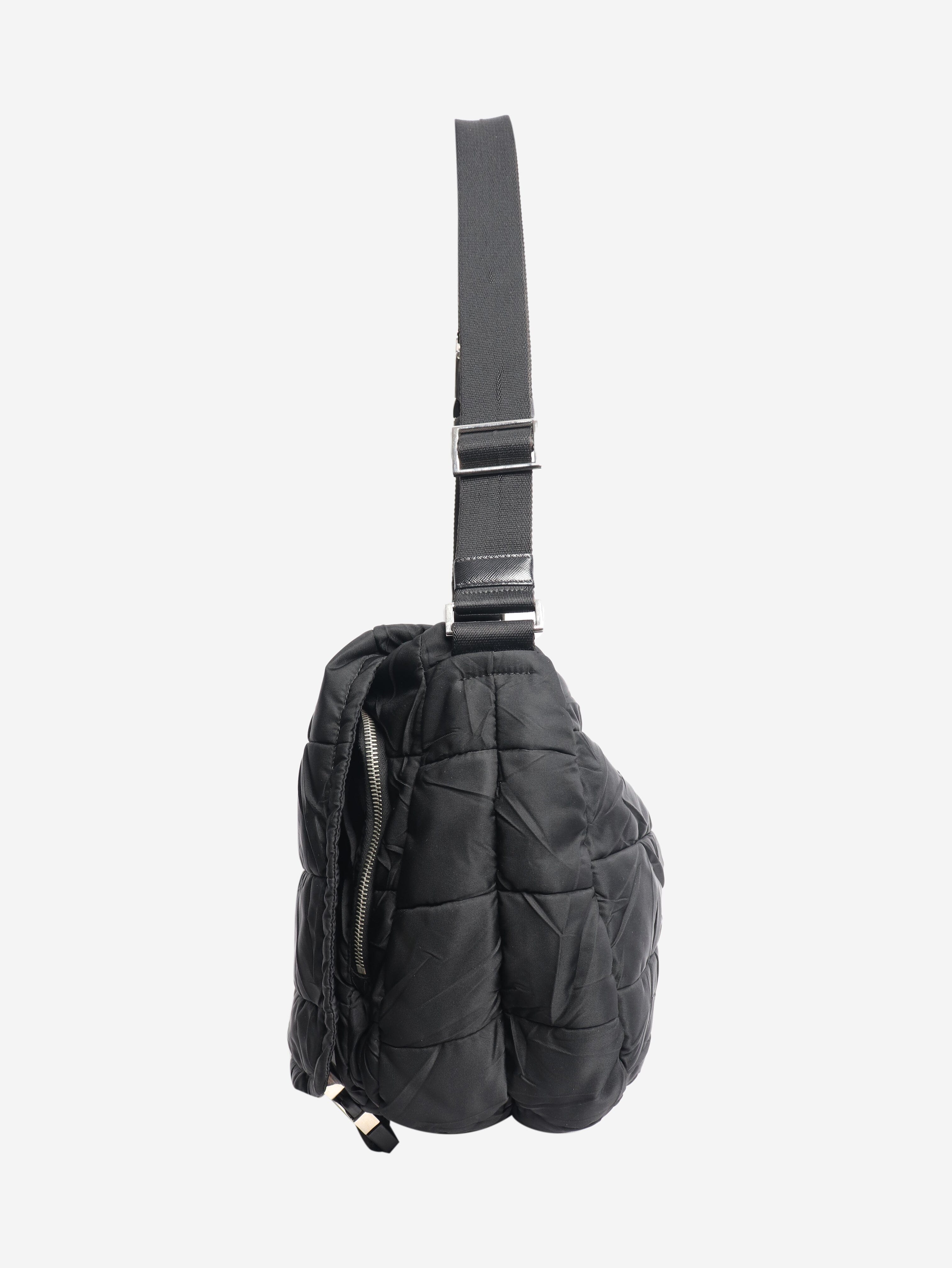 Black nylon puffer messenger bag - Image 2