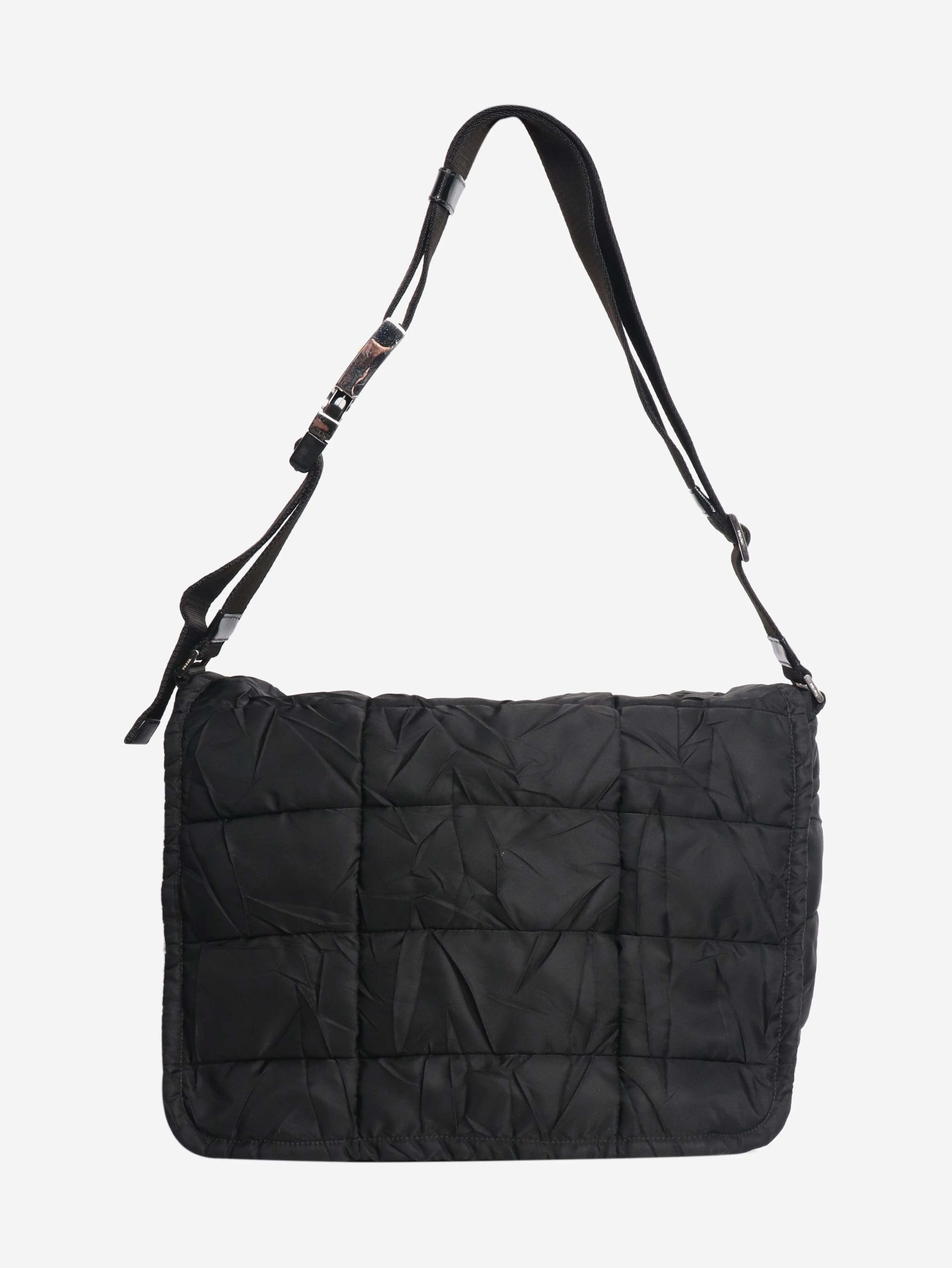 Black nylon puffer messenger bag - Image 4