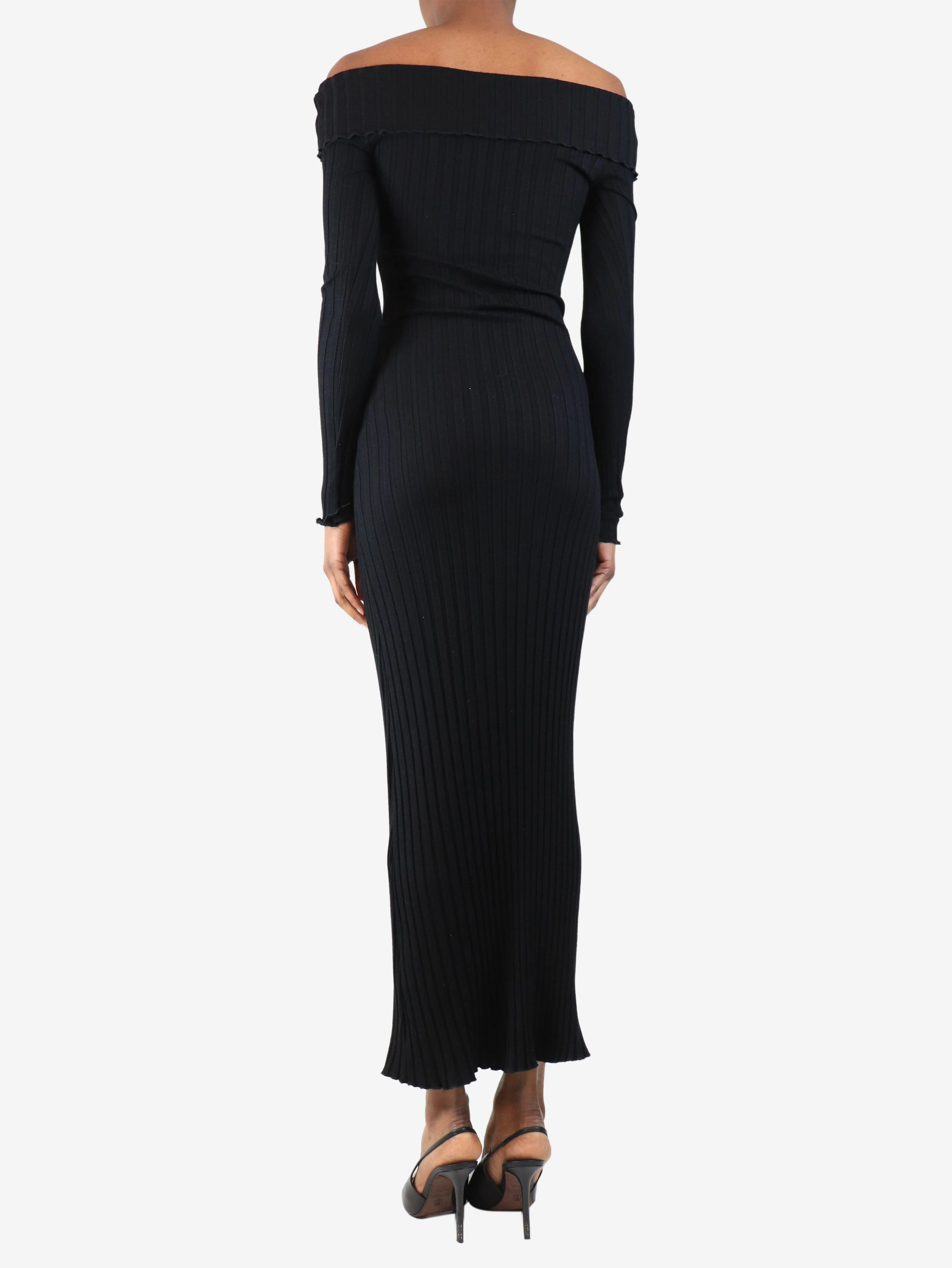 Black off the shoulder ribbed maxi dress - size XS - Image 2