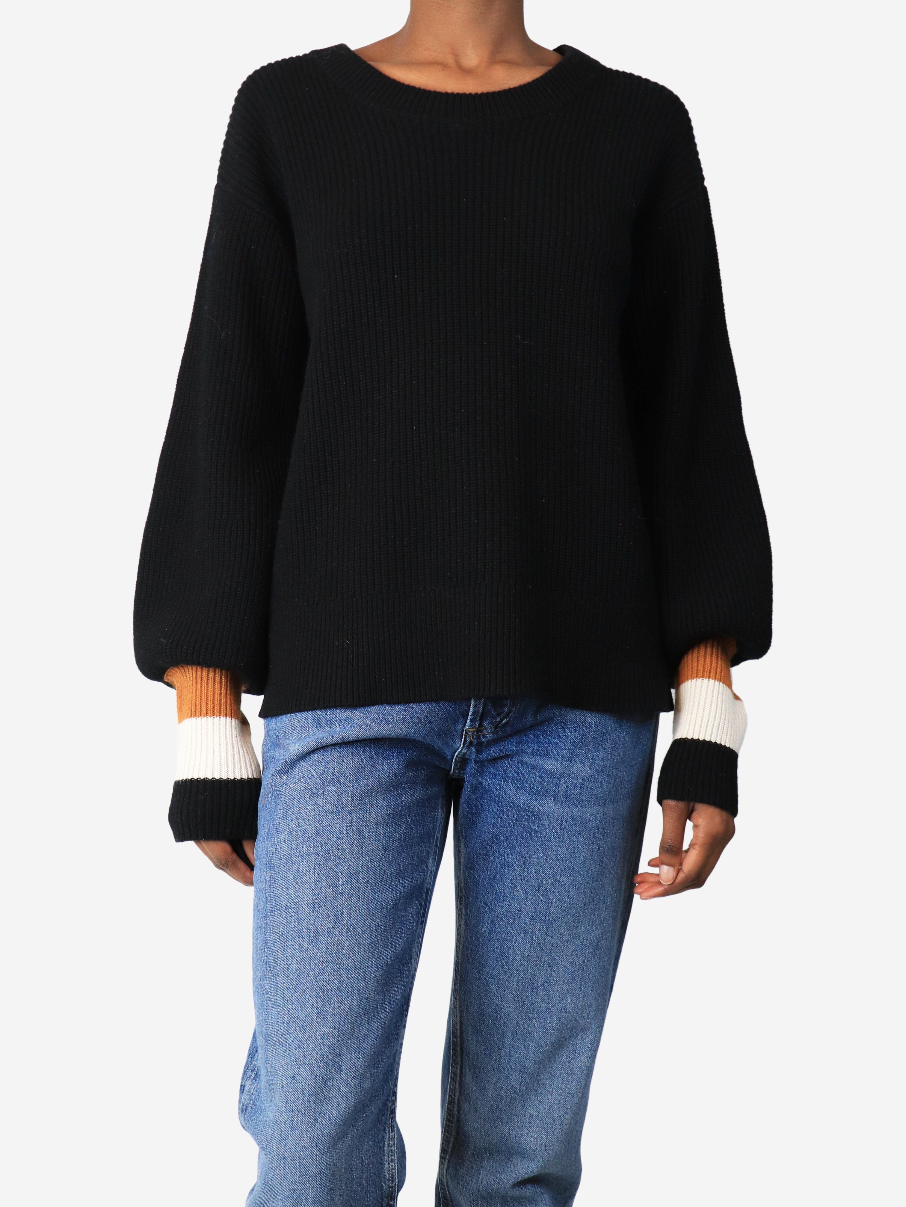 Black ribbed knit wool sweater - size XS - Image 3