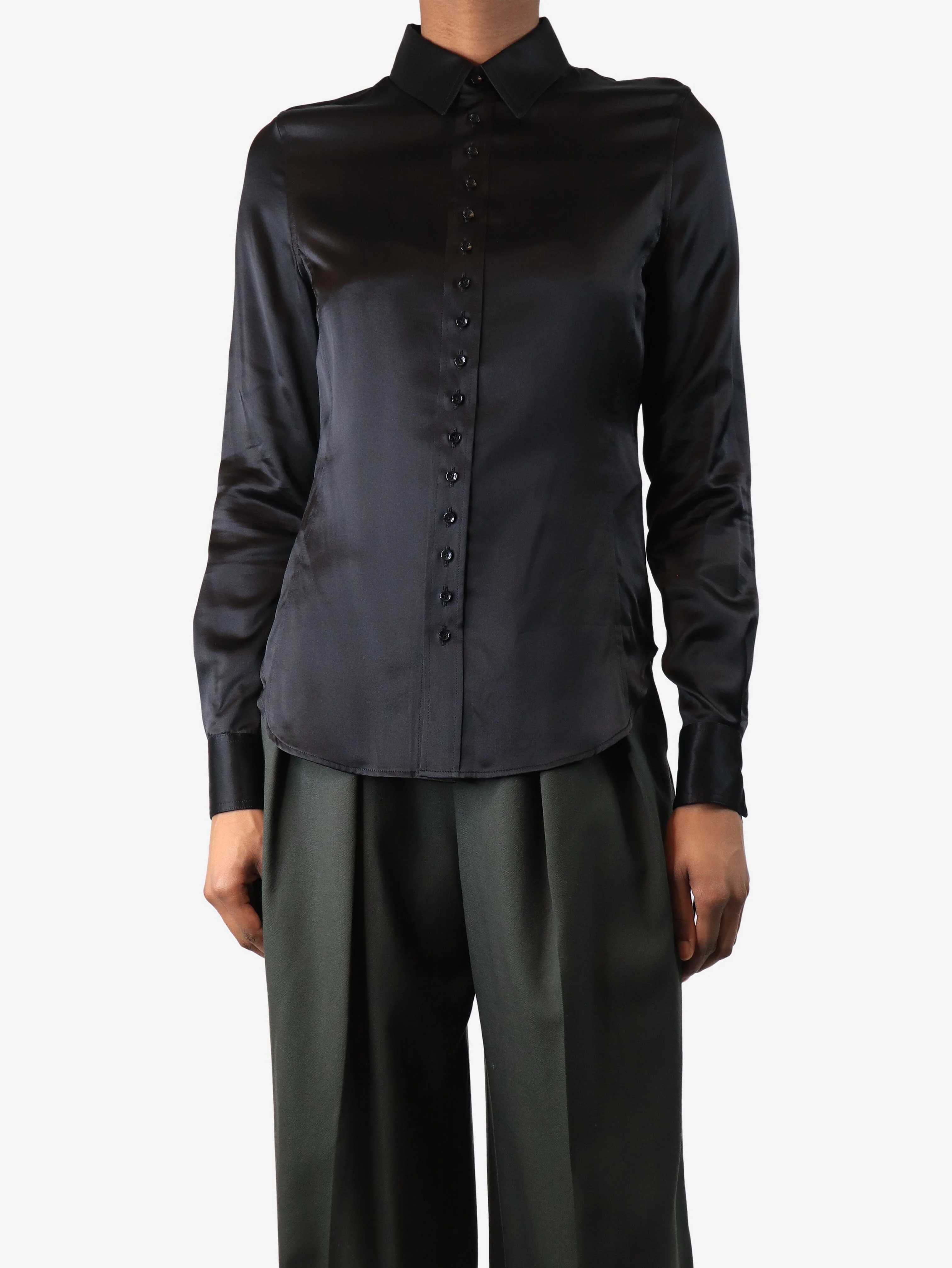 Black satin blouse - size UK 6