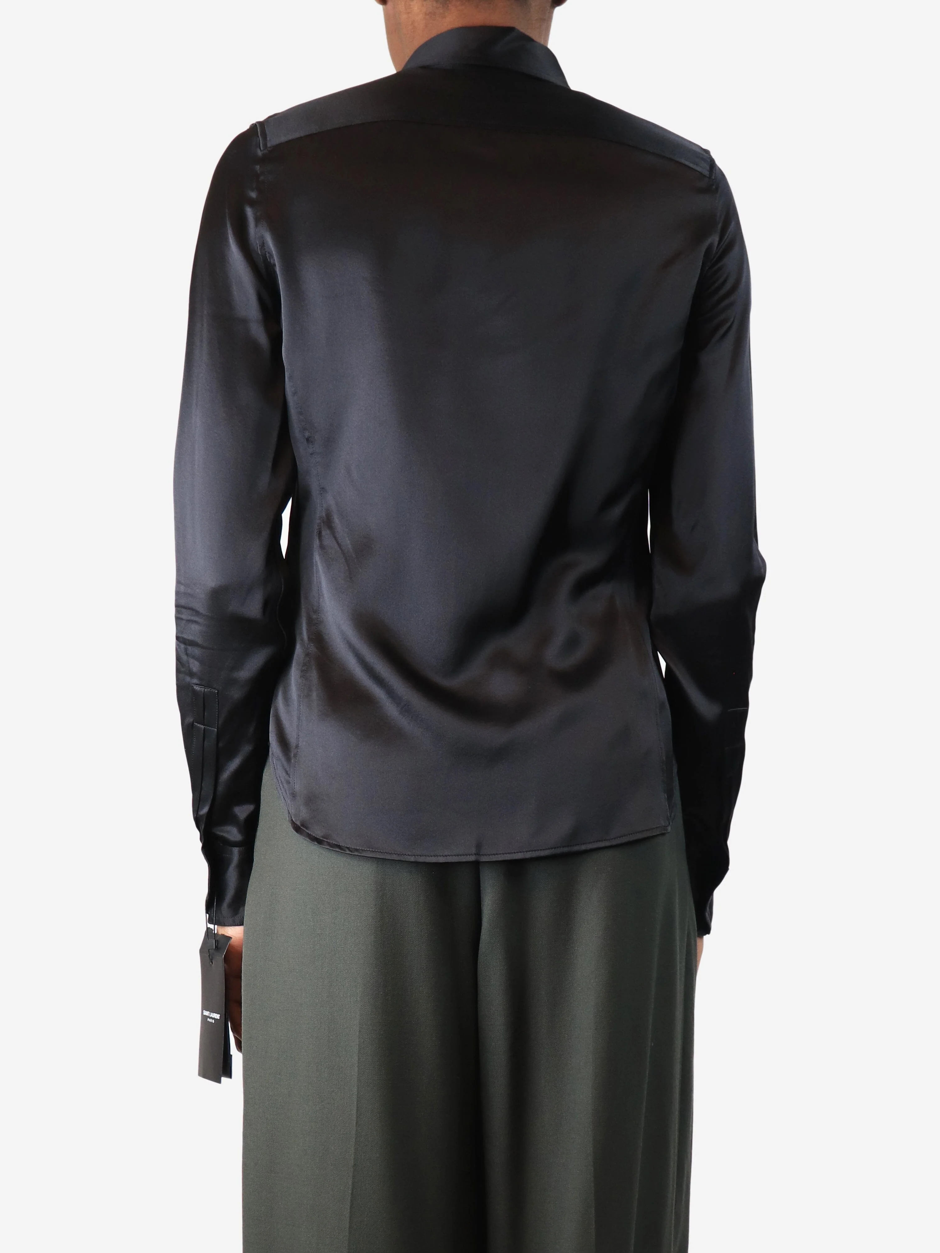 Black satin blouse - size UK 6 - Image 3