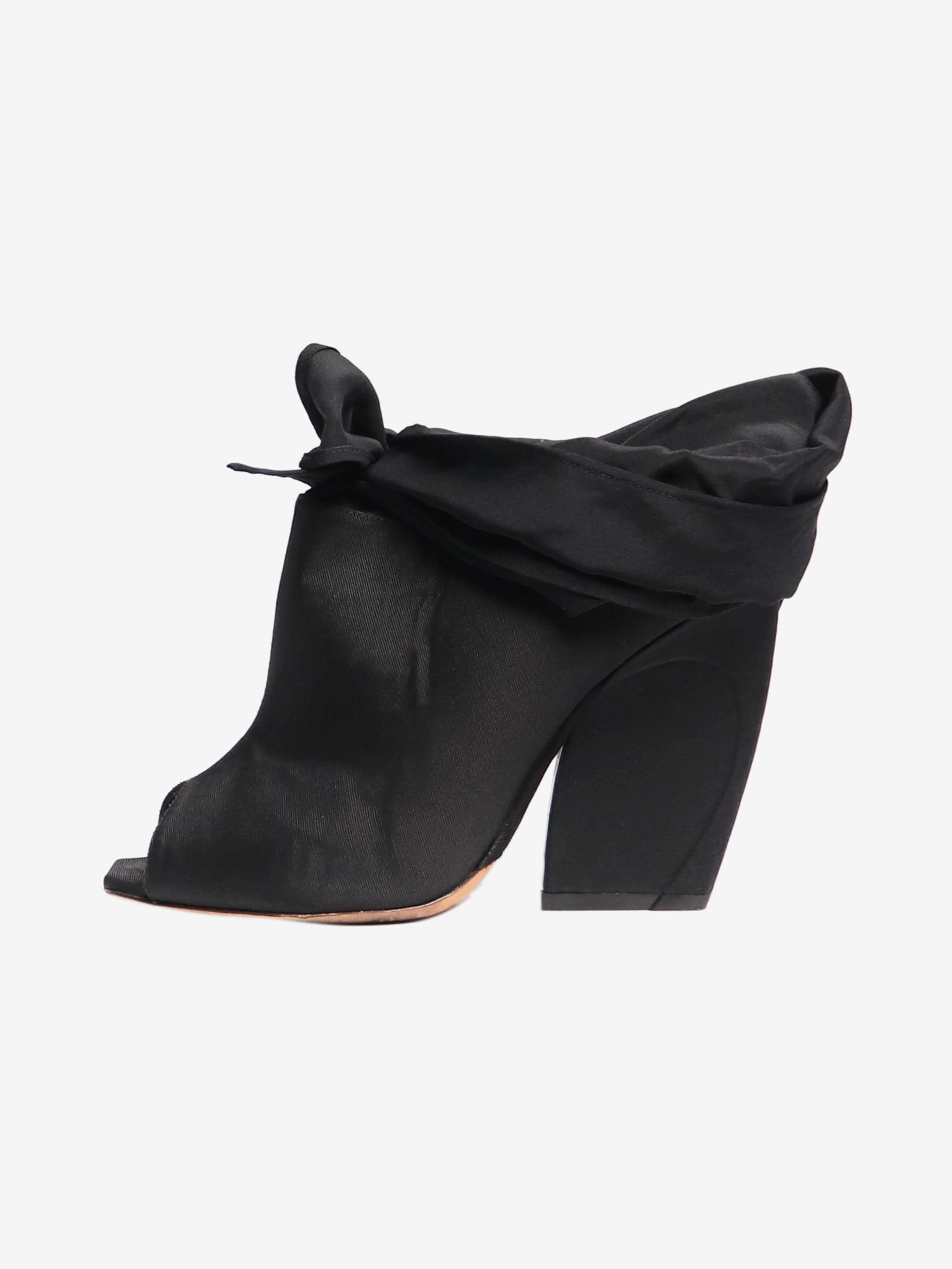 Black satin tie-up heels - size EU 38.5