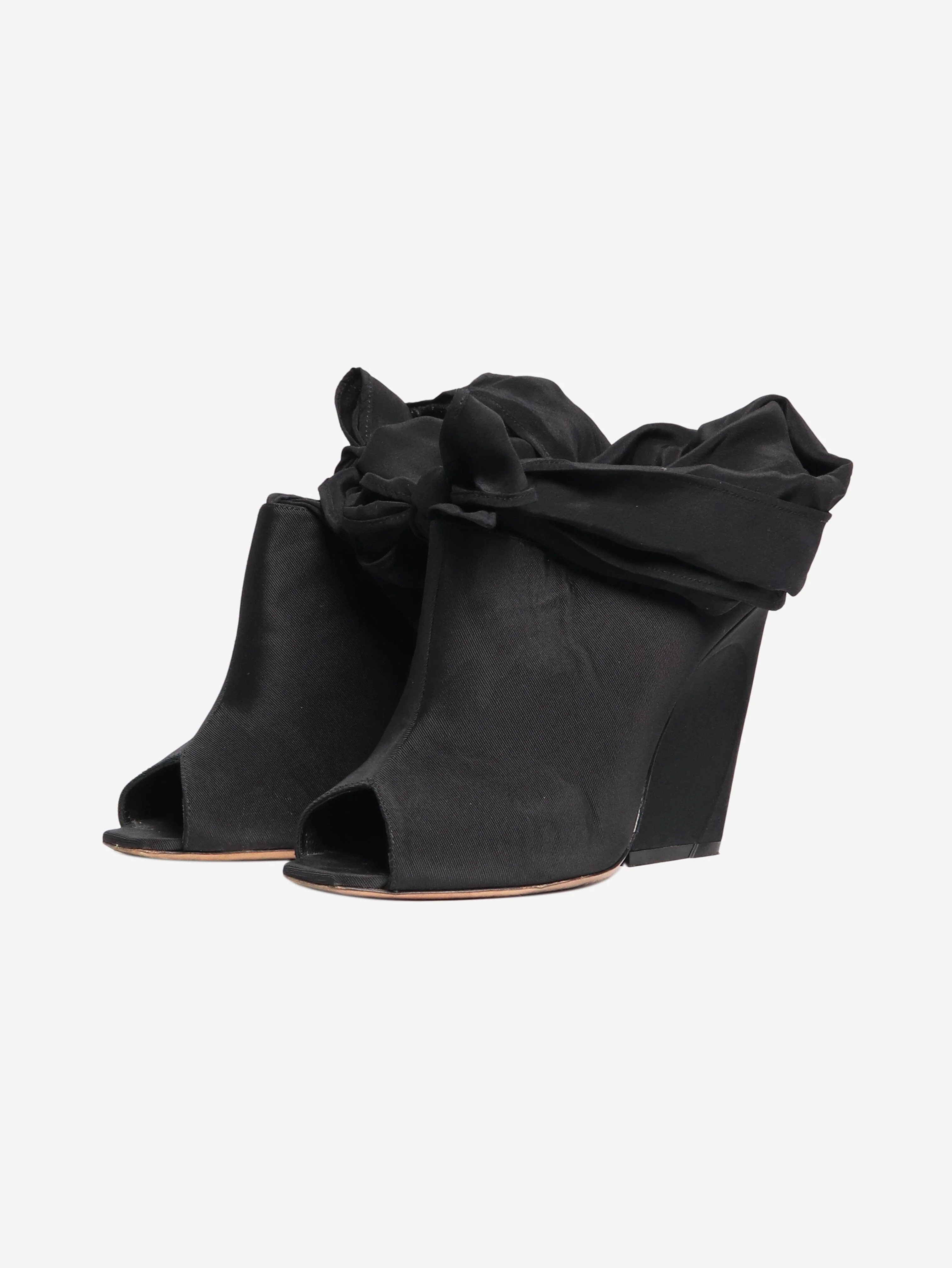Black satin tie-up heels - size EU 38.5 - Image 2