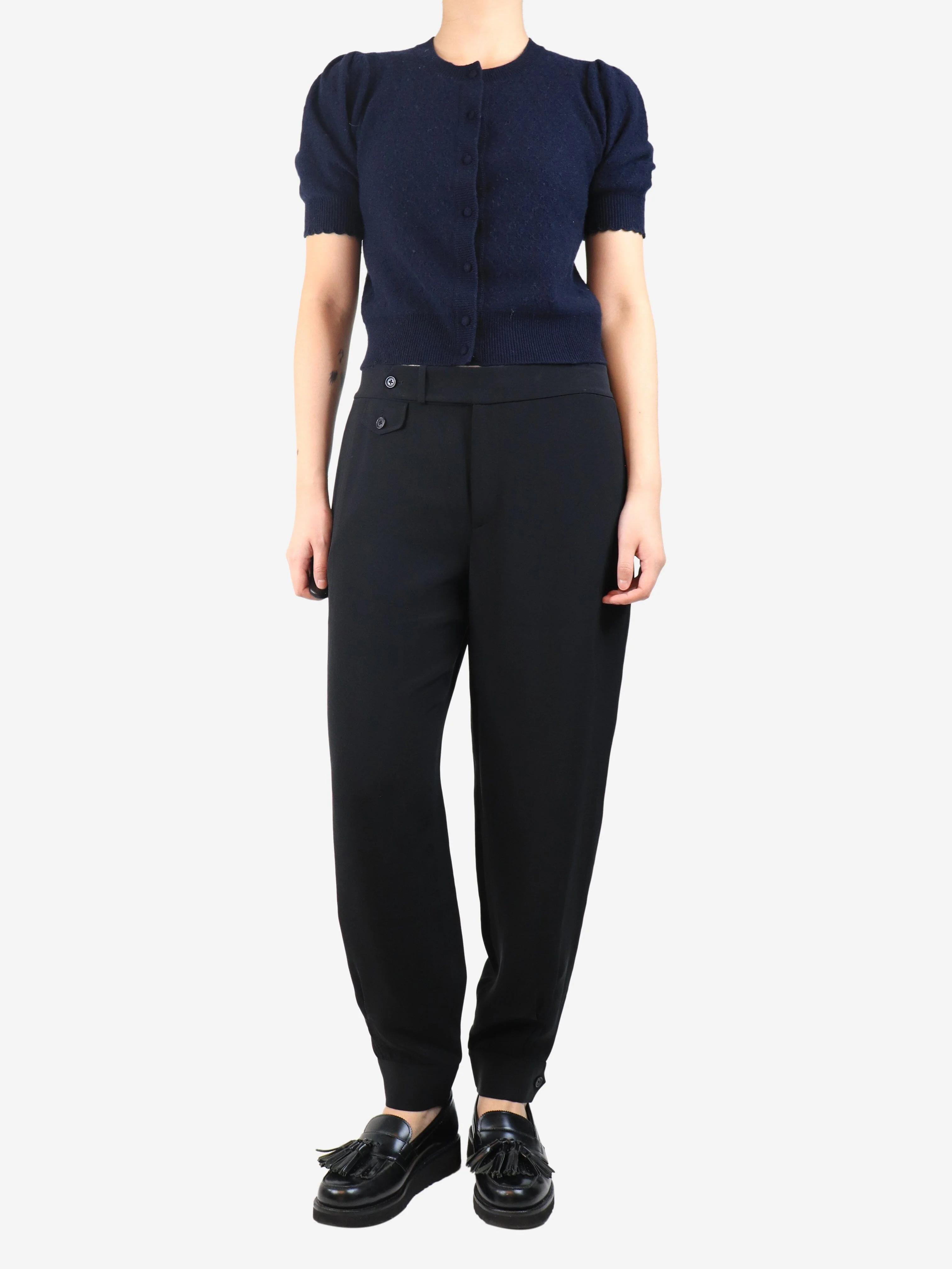 Black silk trousers - size UK 14 - Image 2