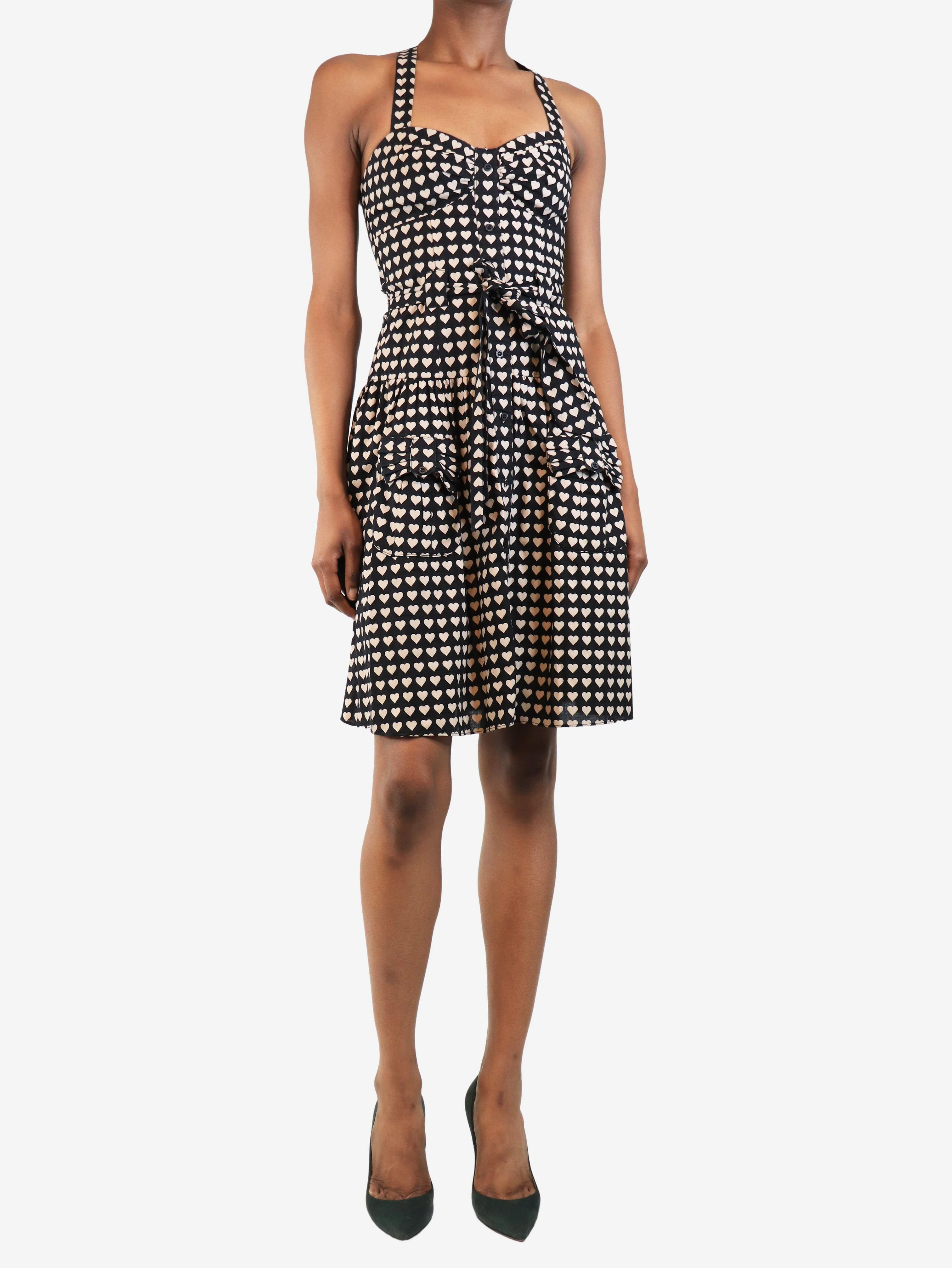 Black Sleeveless heart print dress - size UK 8 - Image 2