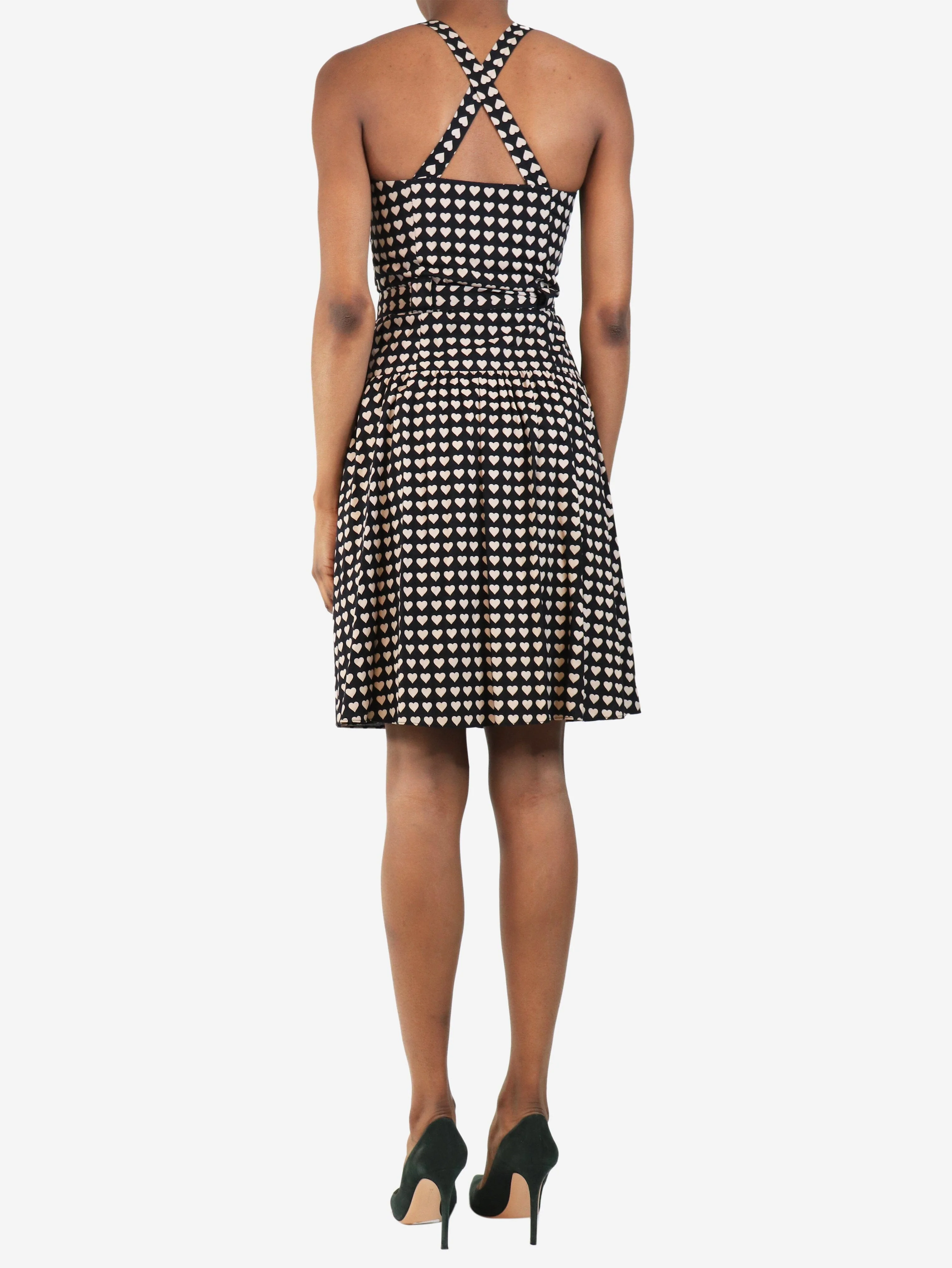 Black Sleeveless heart print dress - size UK 8 - Image 3
