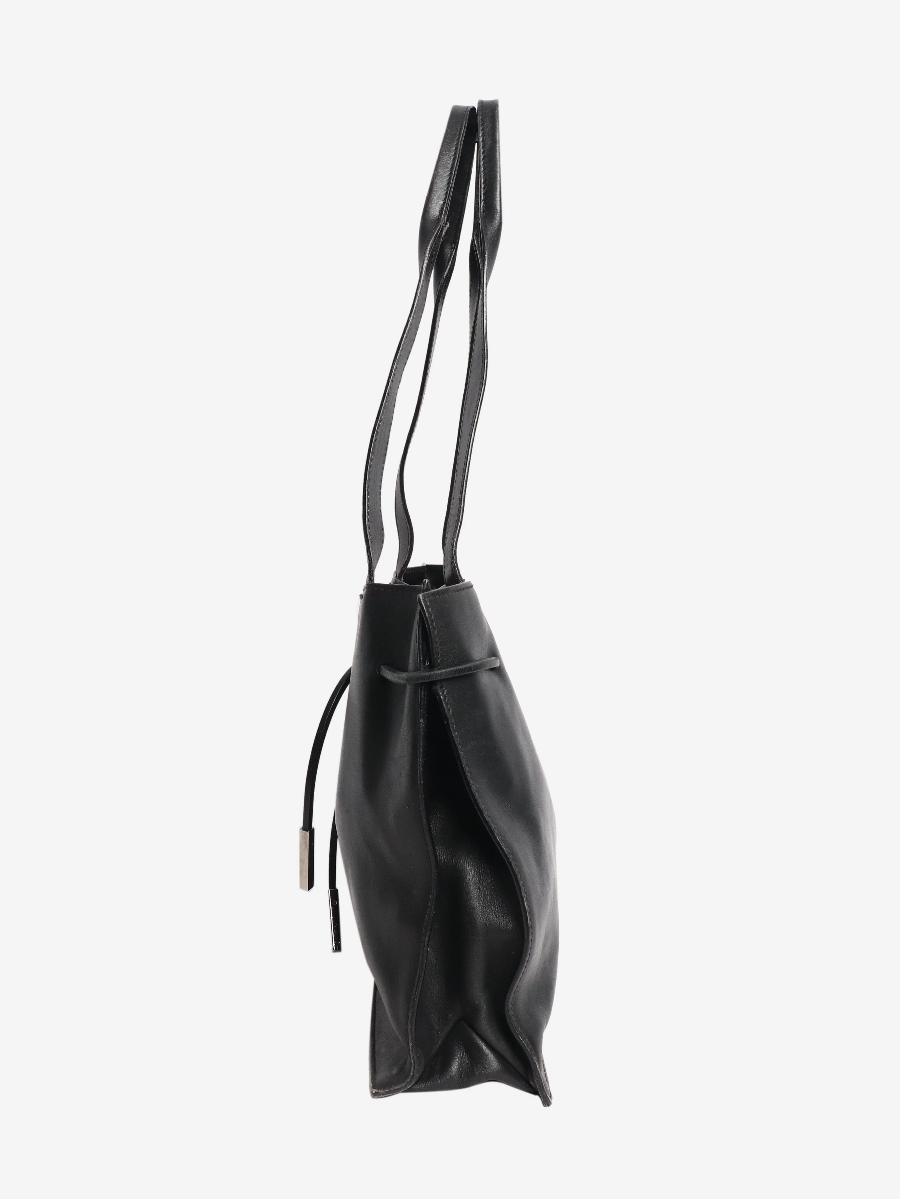 Black small leather tote bag - Image 2