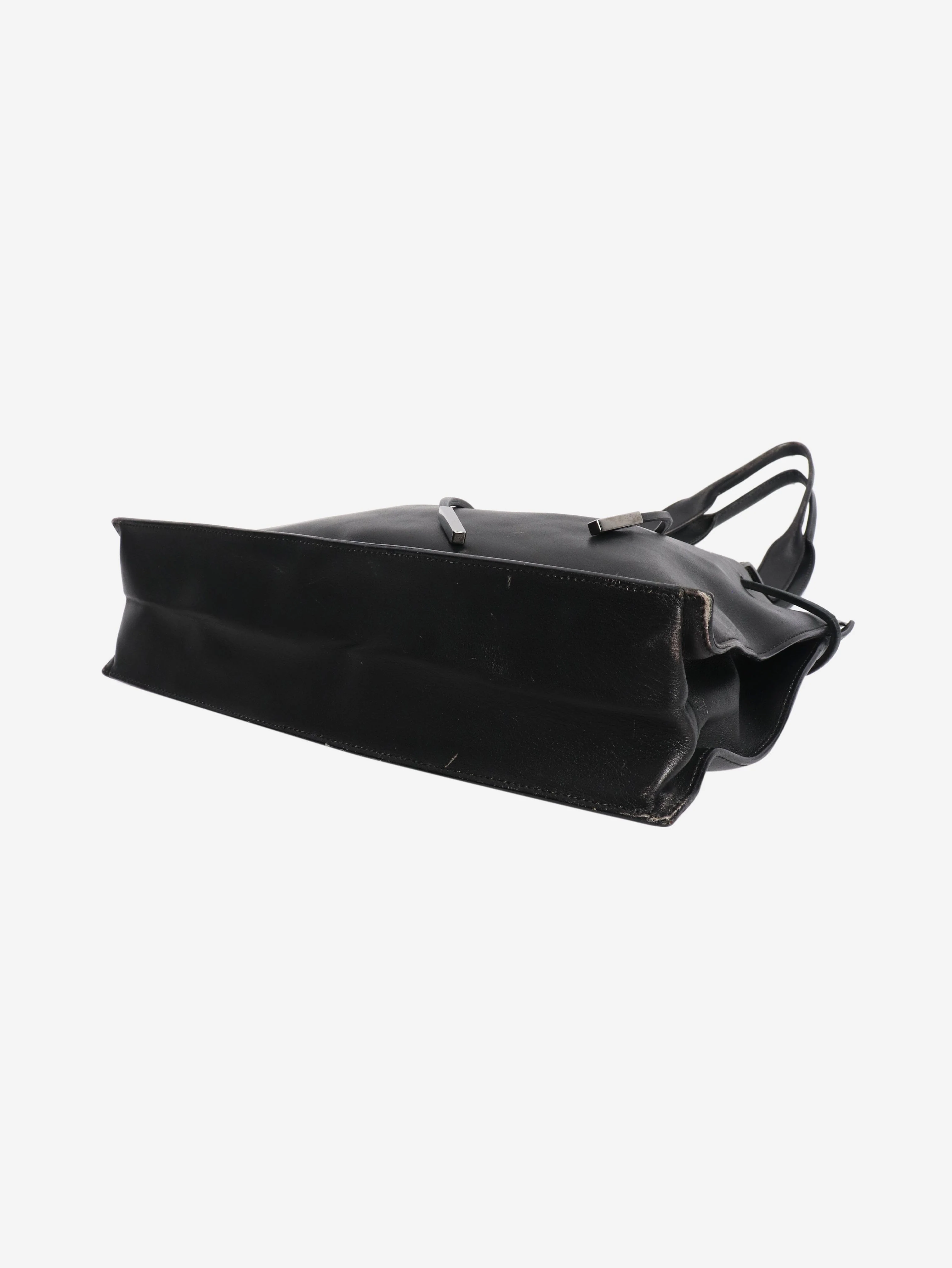 Black small leather tote bag - Image 4