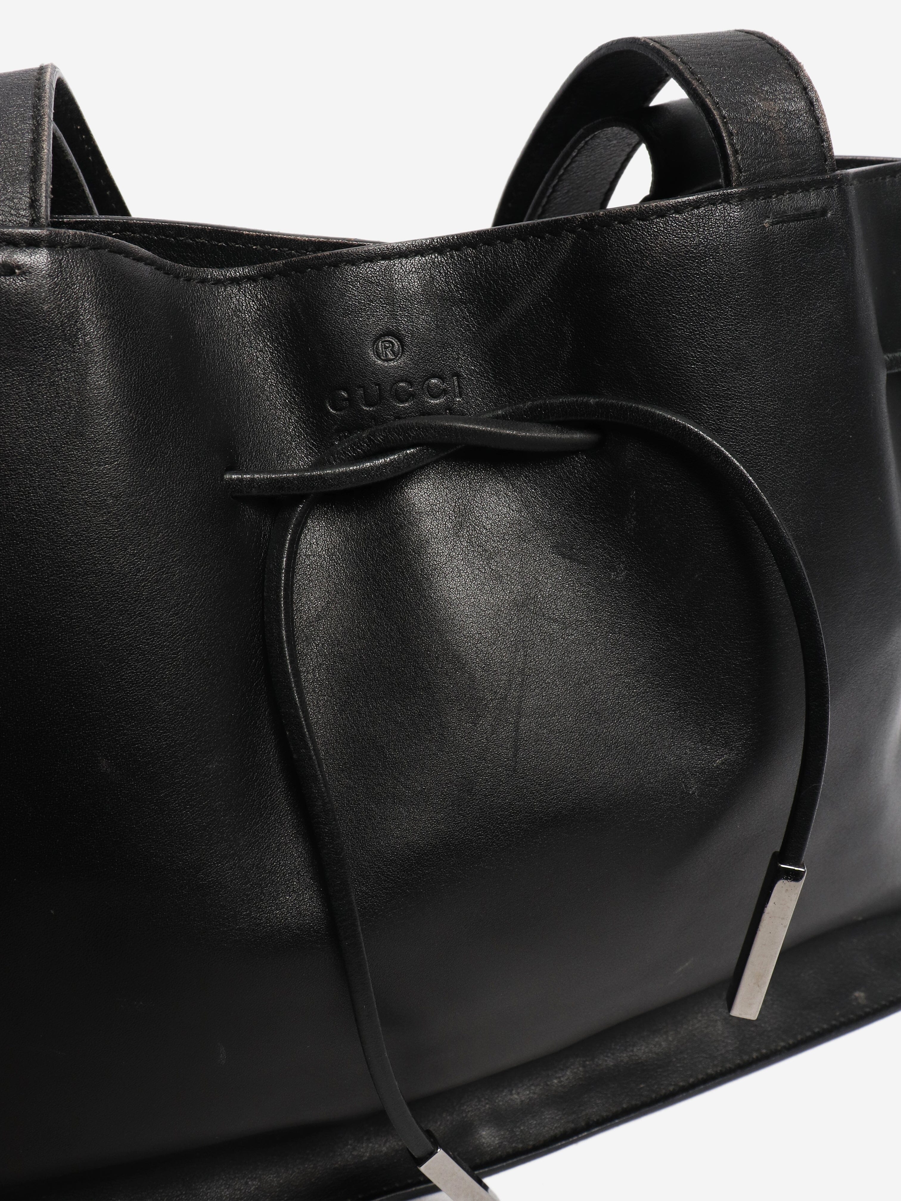 Black small leather tote bag - Image 5