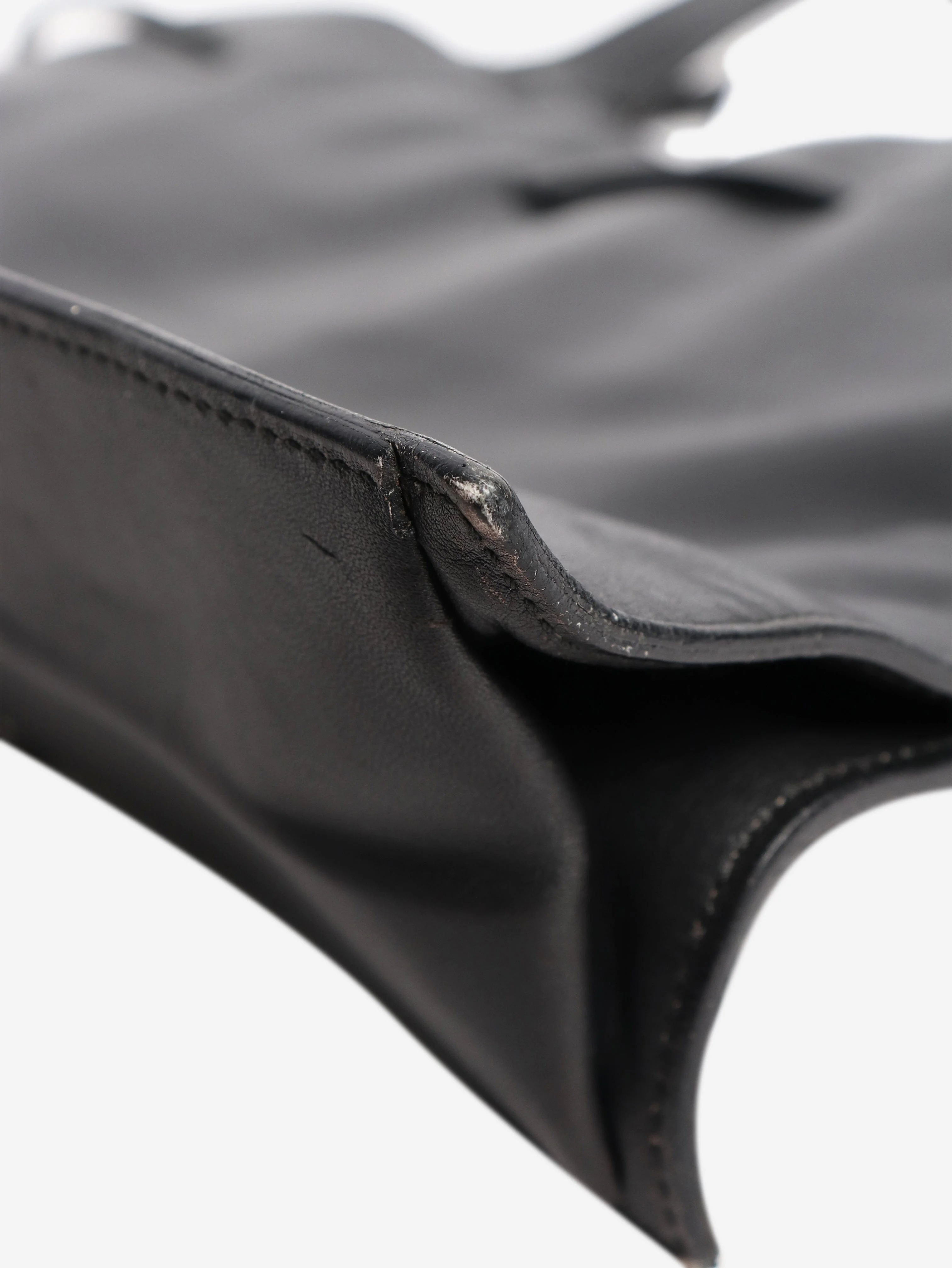 Black small leather tote bag - Image 6
