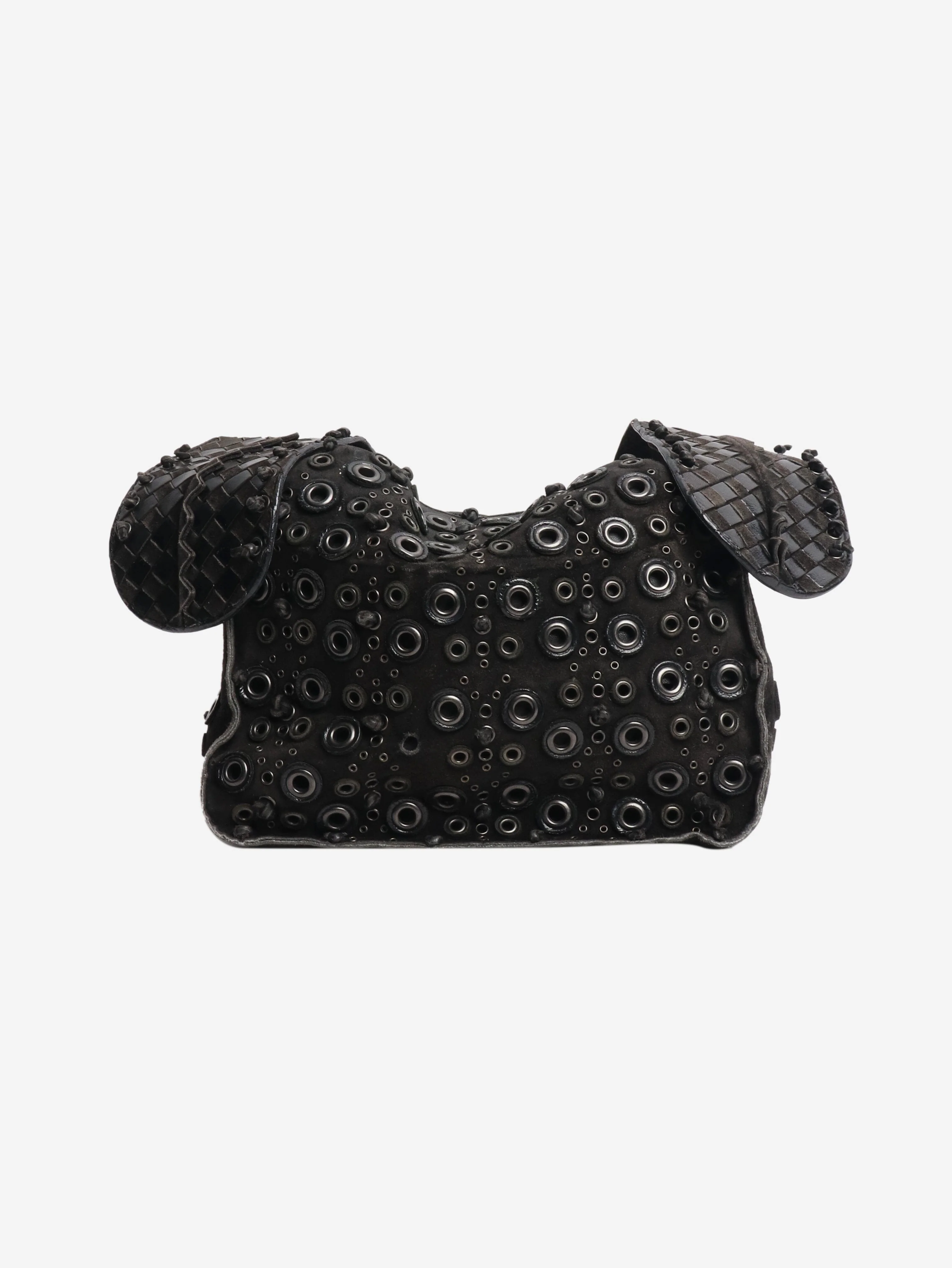 Black suede eyelet shoulder bag - Image 3