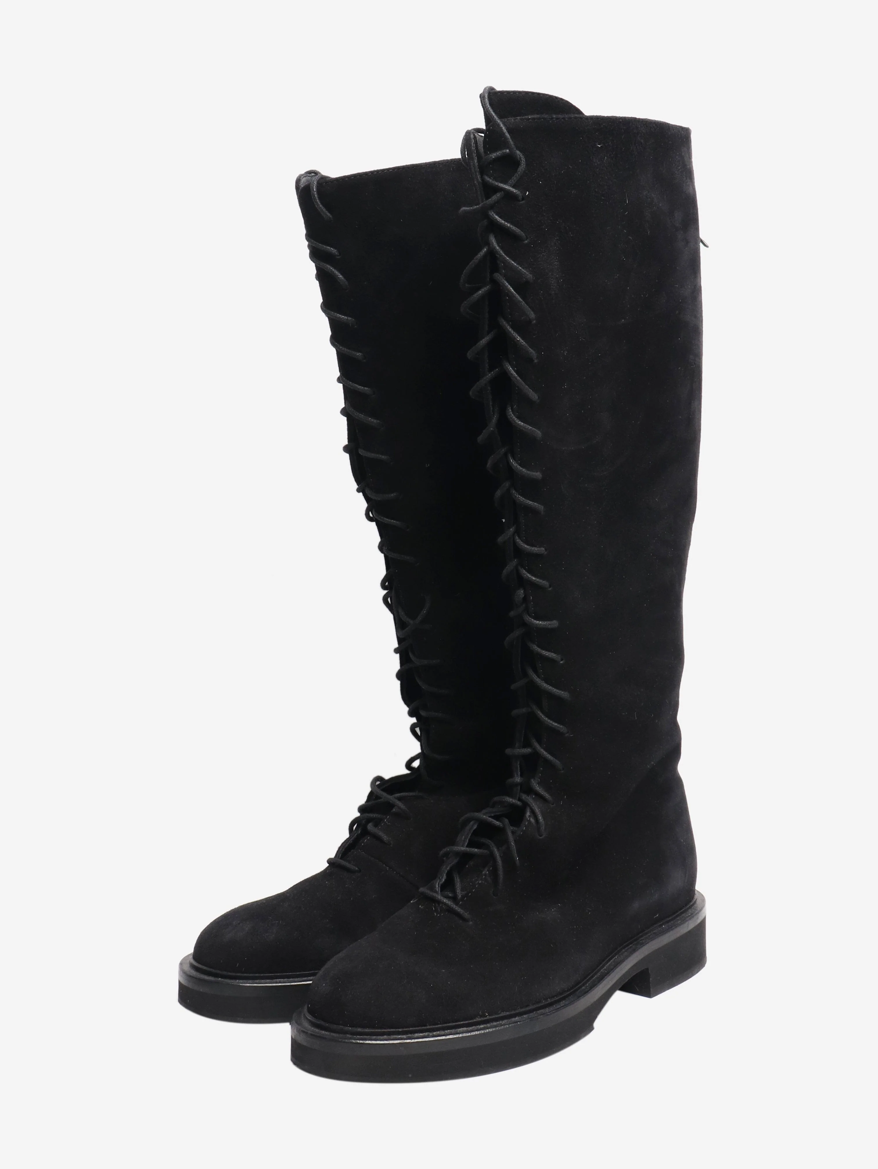 Black suede lace up boots - size EU 37 - Image 2