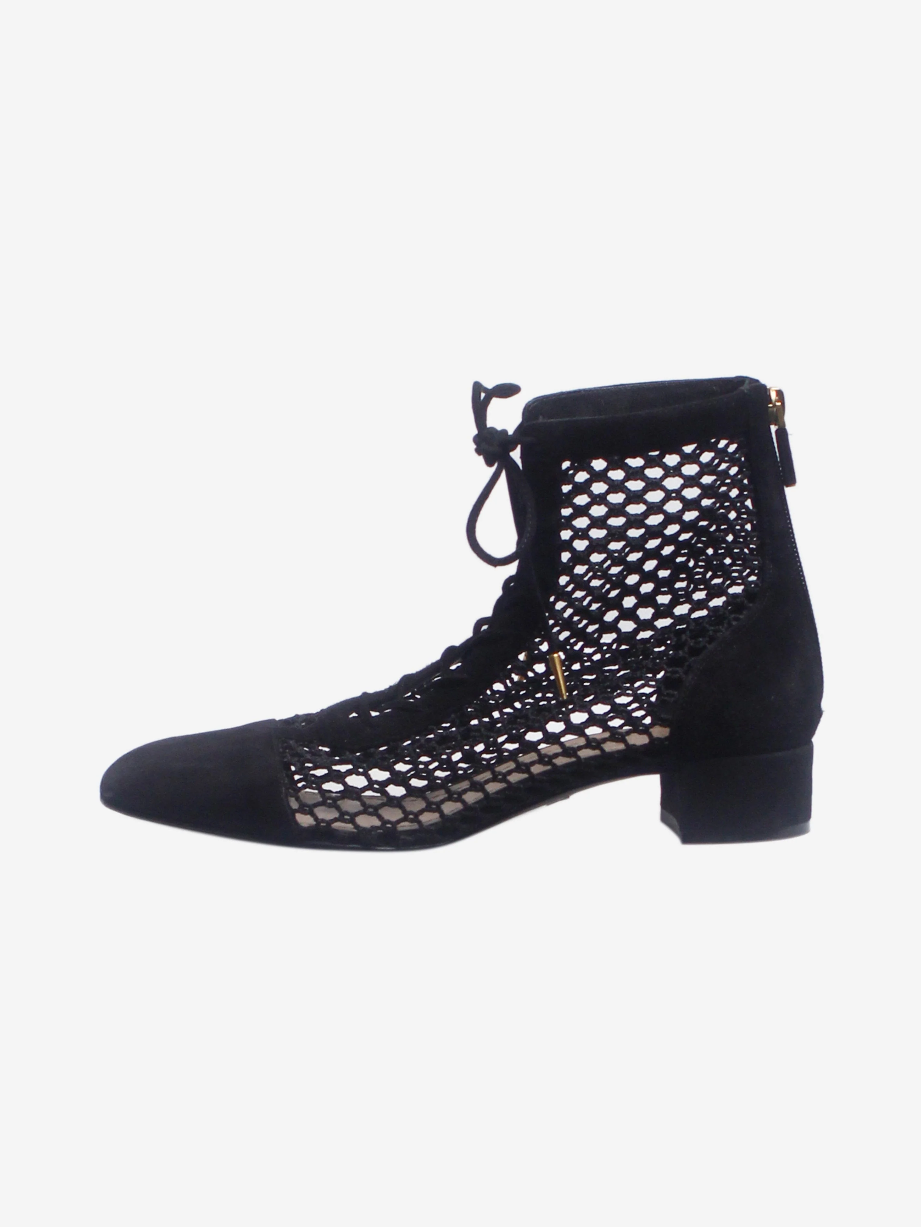 Black suede mesh ankle boots - size EU 37.5