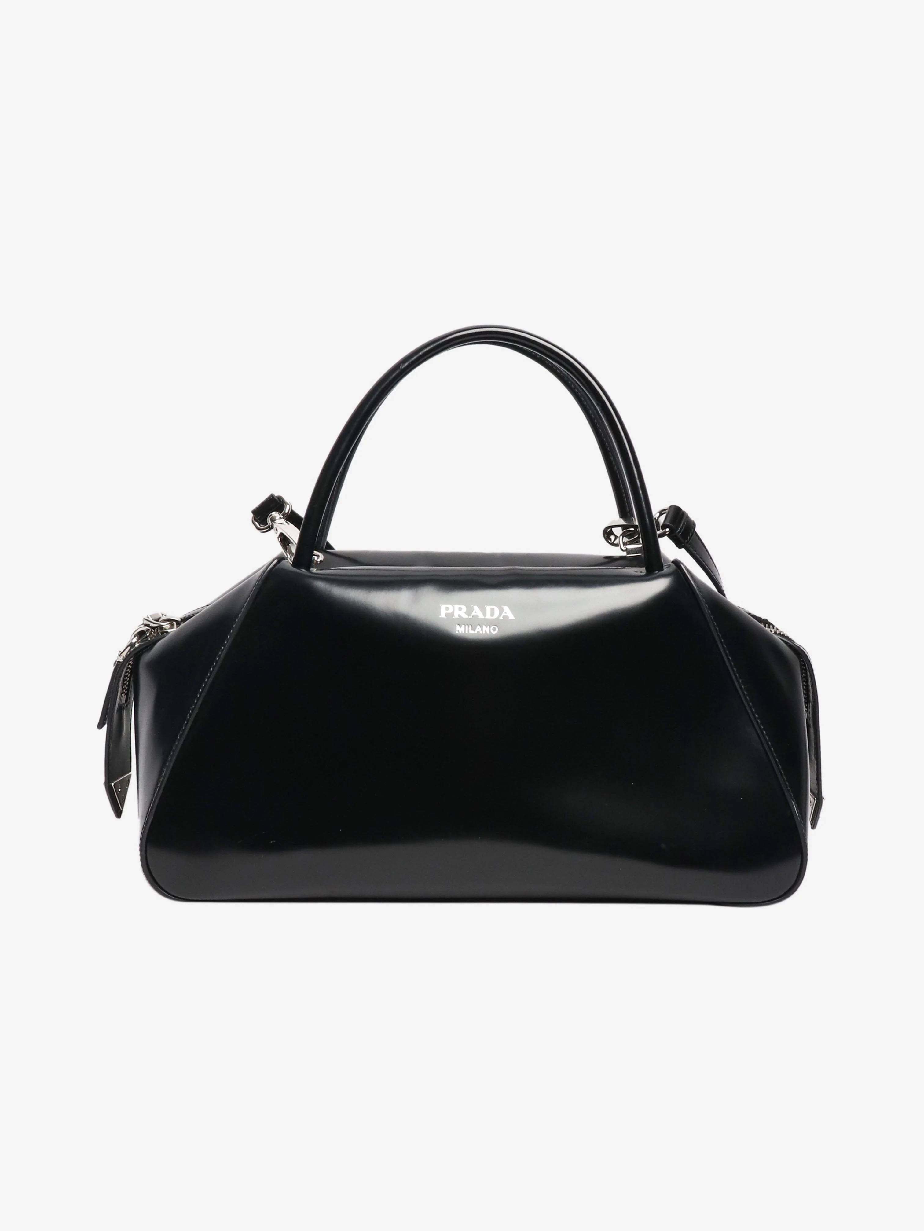Black Supernova brushed leather tote bag - size