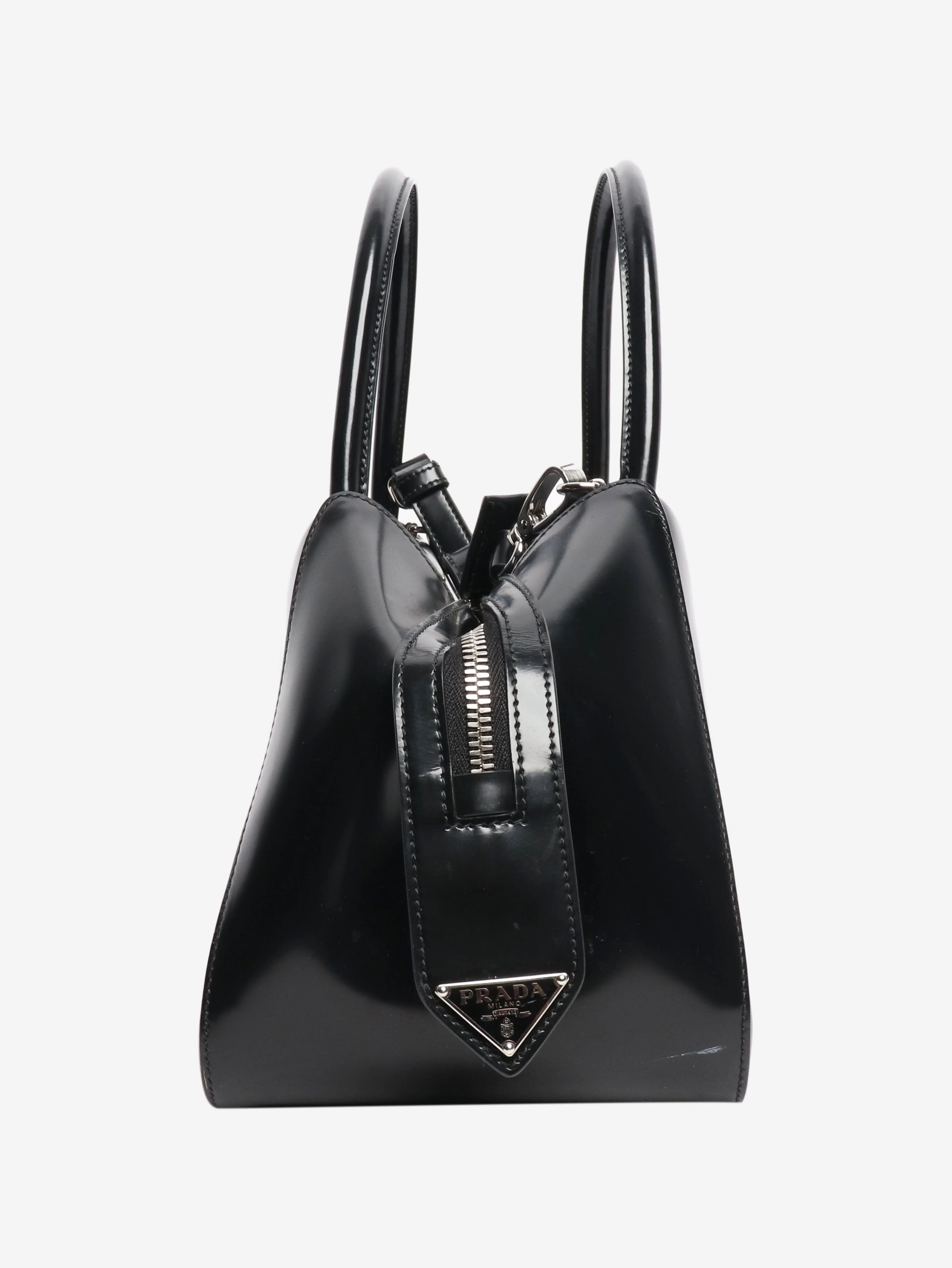 Black Supernova brushed leather tote bag - size - Image 4