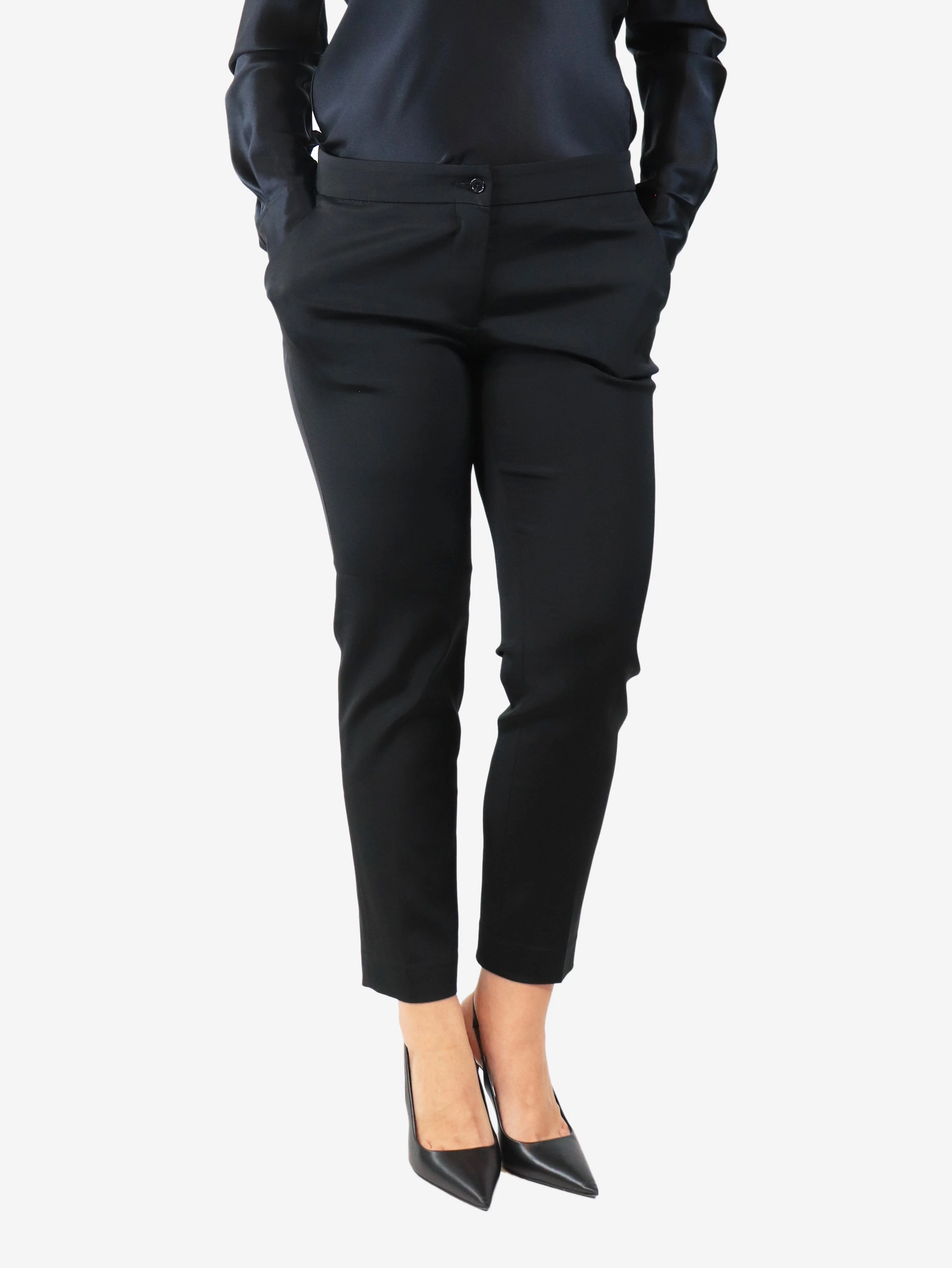Black tapered trousers - size UK 12