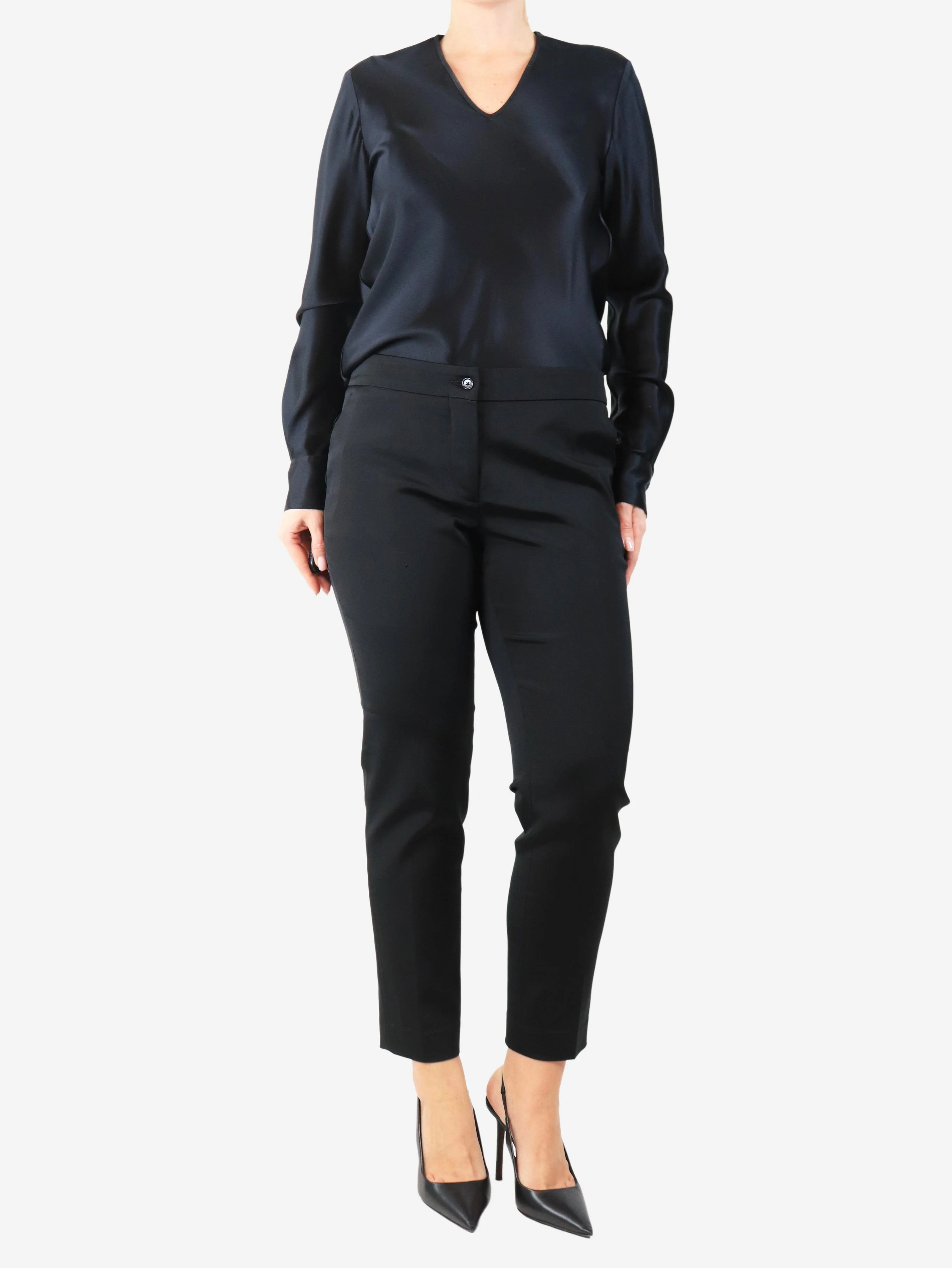 Black tapered trousers - size UK 12 - Image 2