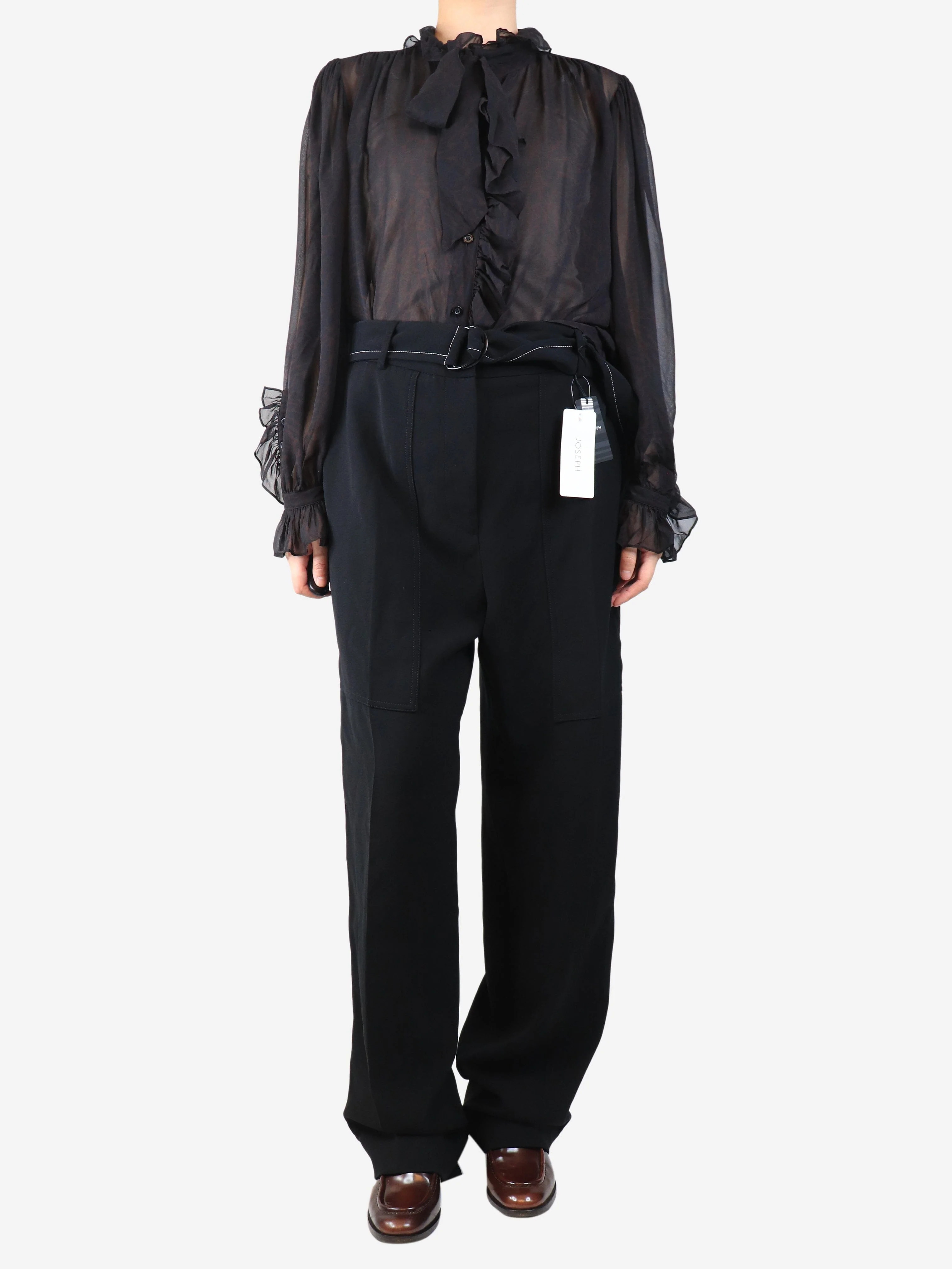 Black terry fluid twill trousers - size UK 14 - Image 2