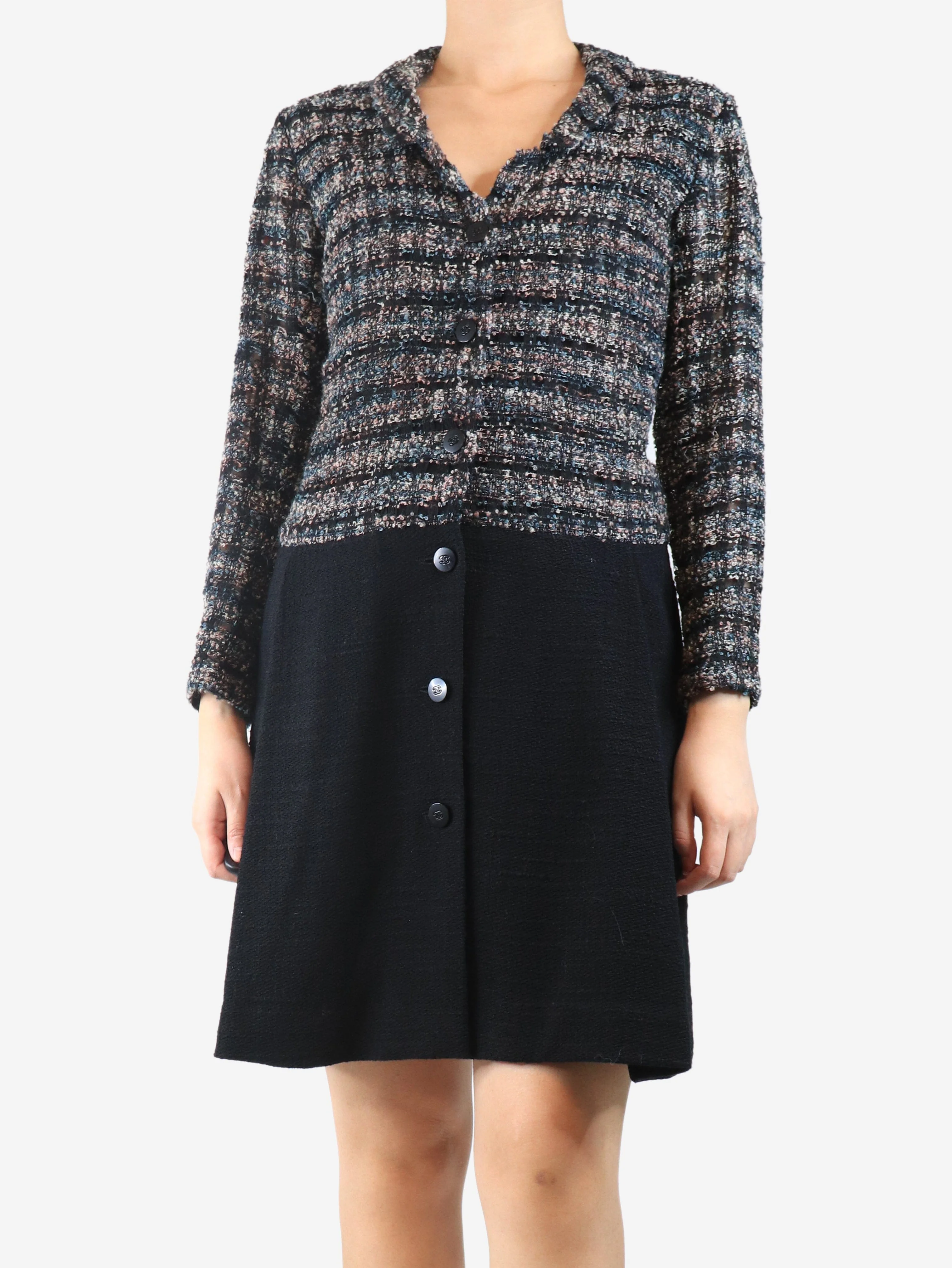 Black tweed midi dress - size UK 10 - Image 3
