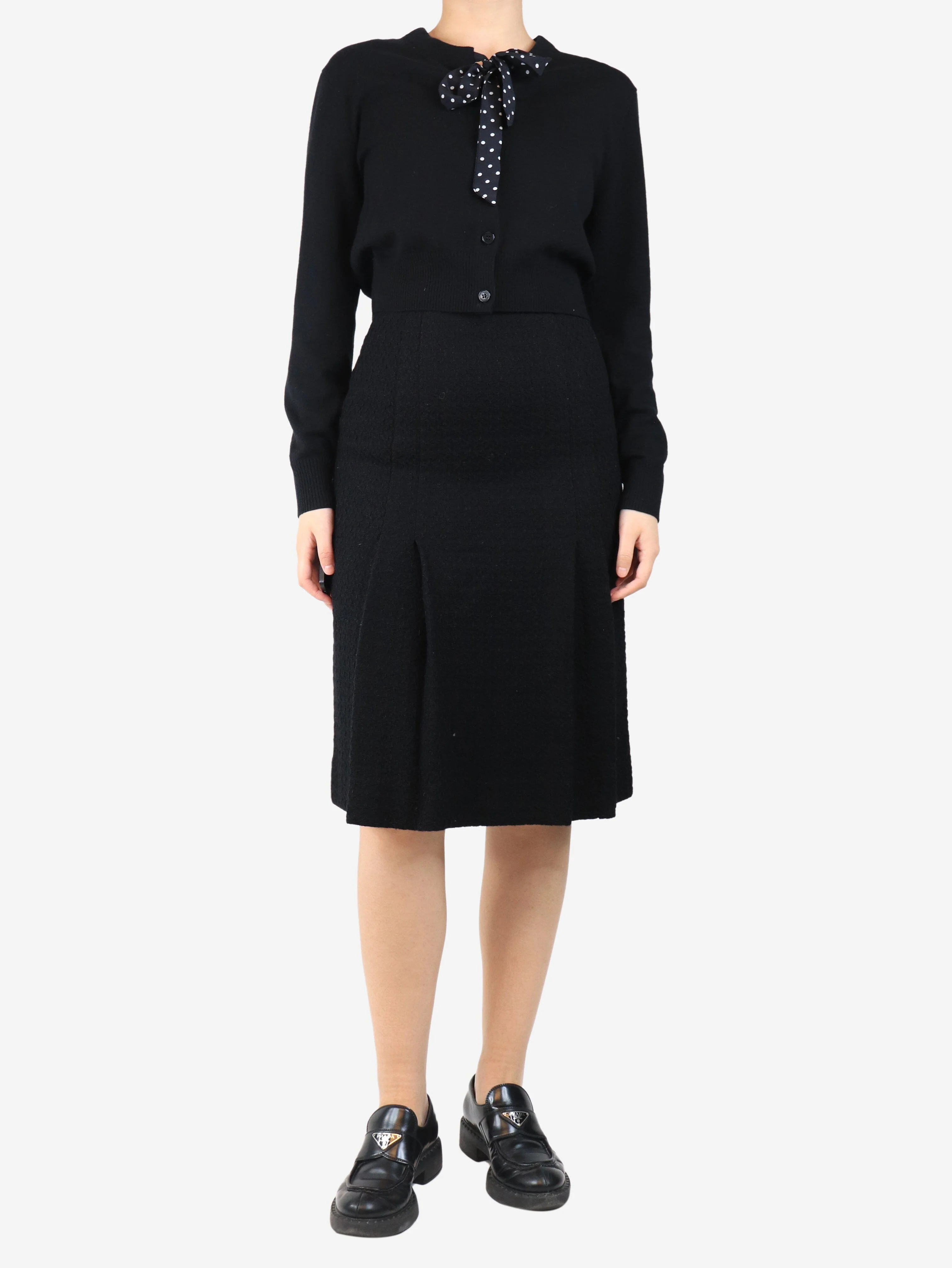 Black tweed midi skirt - size UK 8 - Image 2