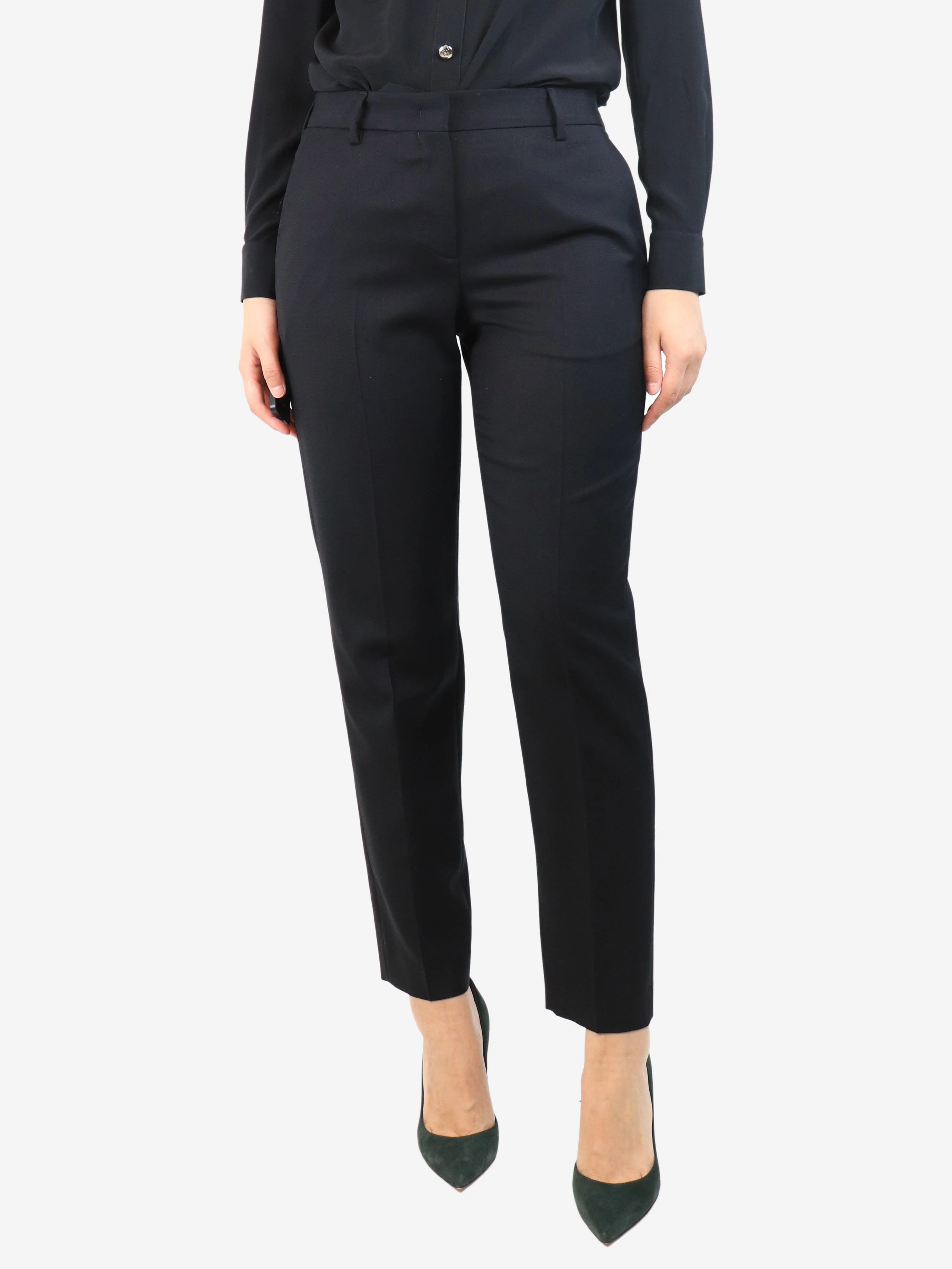 Black wool trousers - size UK 10