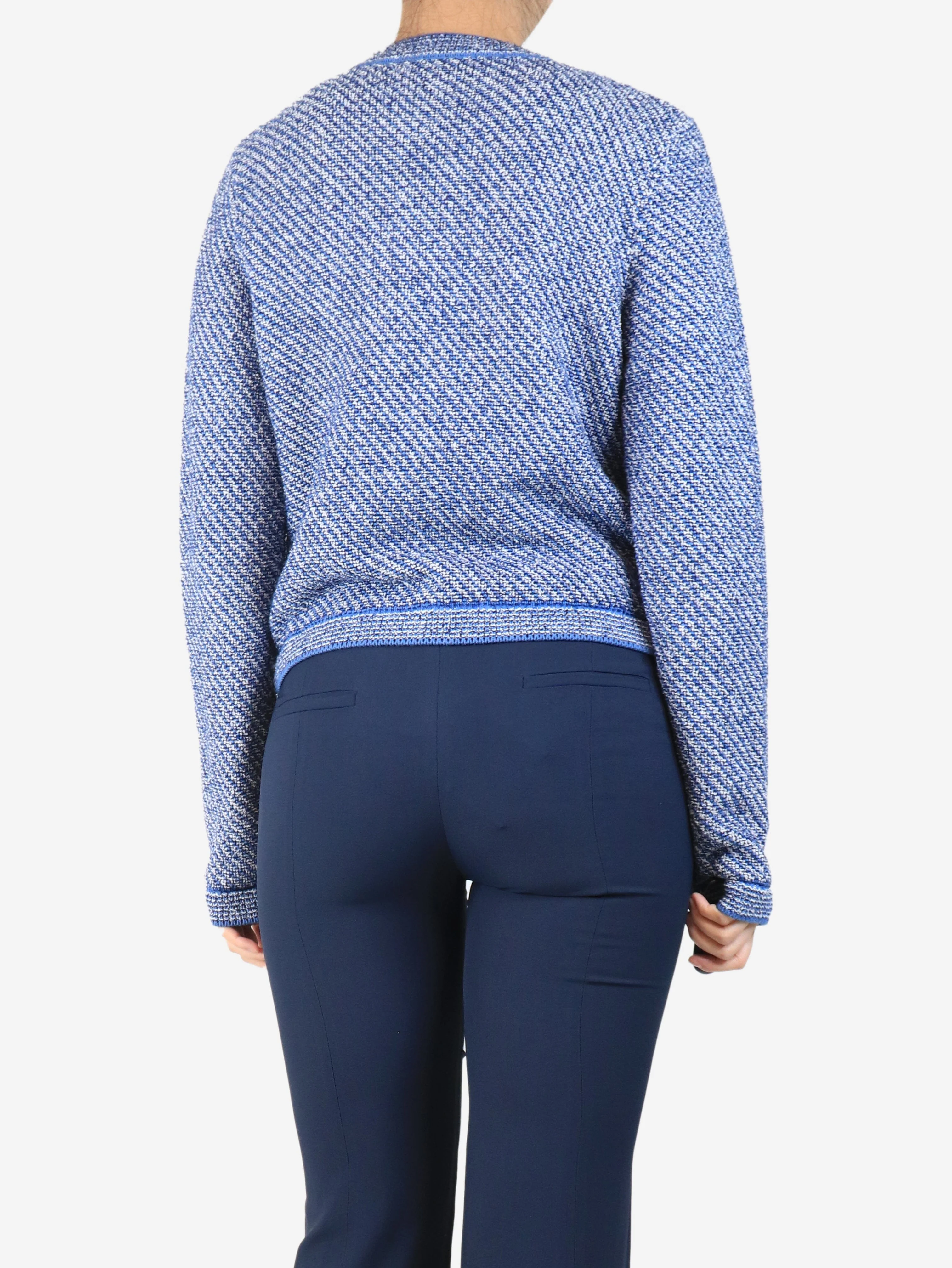 Blue and white knit cardigan - size S - Image 2