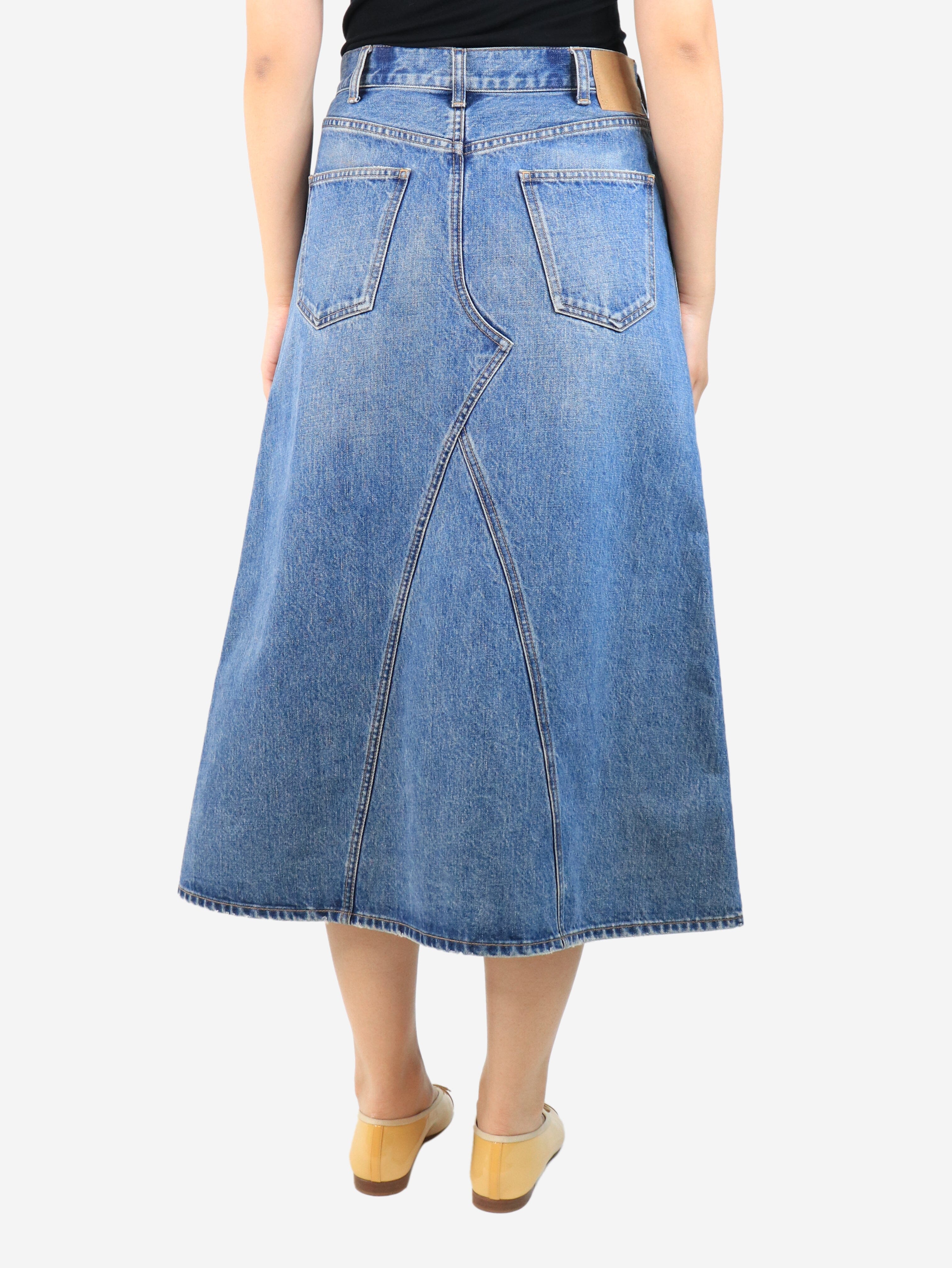 Blue denim midi skirt - size UK 10 - Image 3