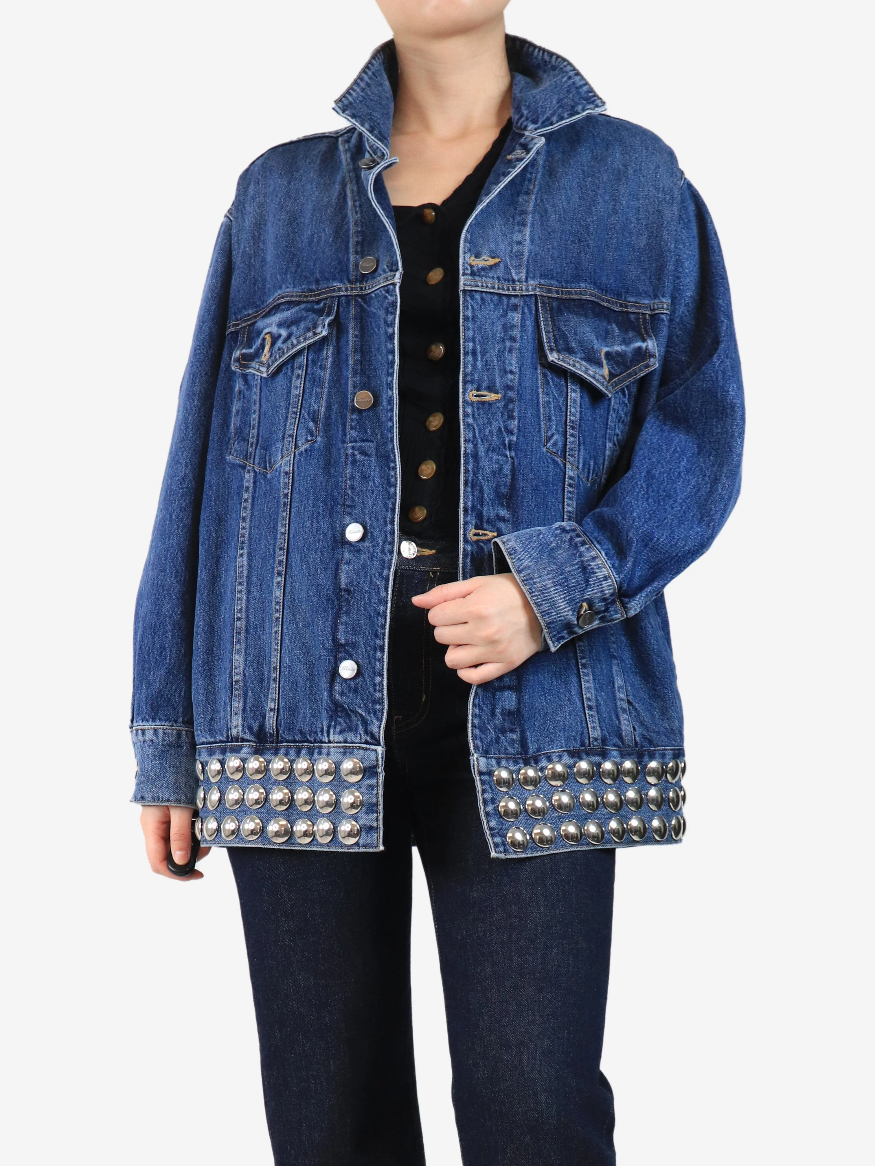 Blue denim oversized studded jacket - size S - Image 3