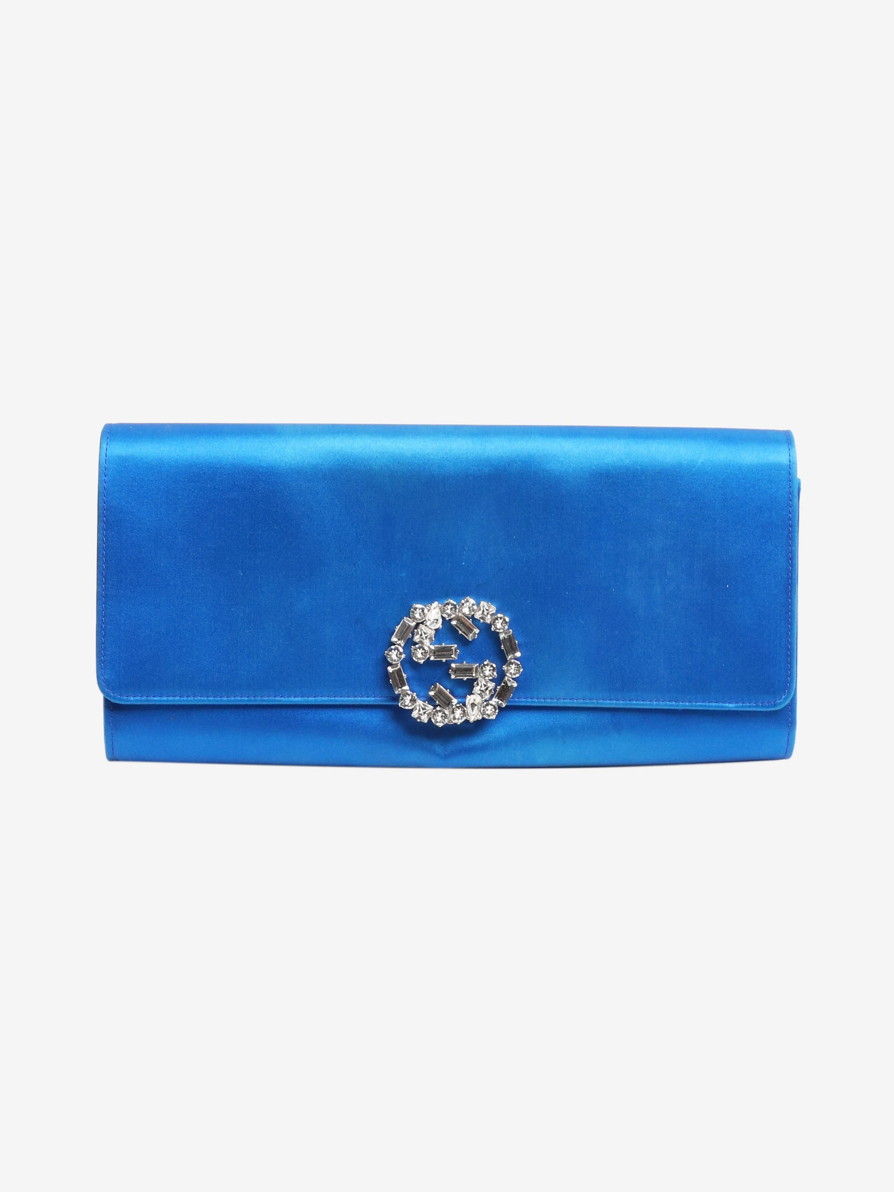 Blue GG crystal broadway clutch