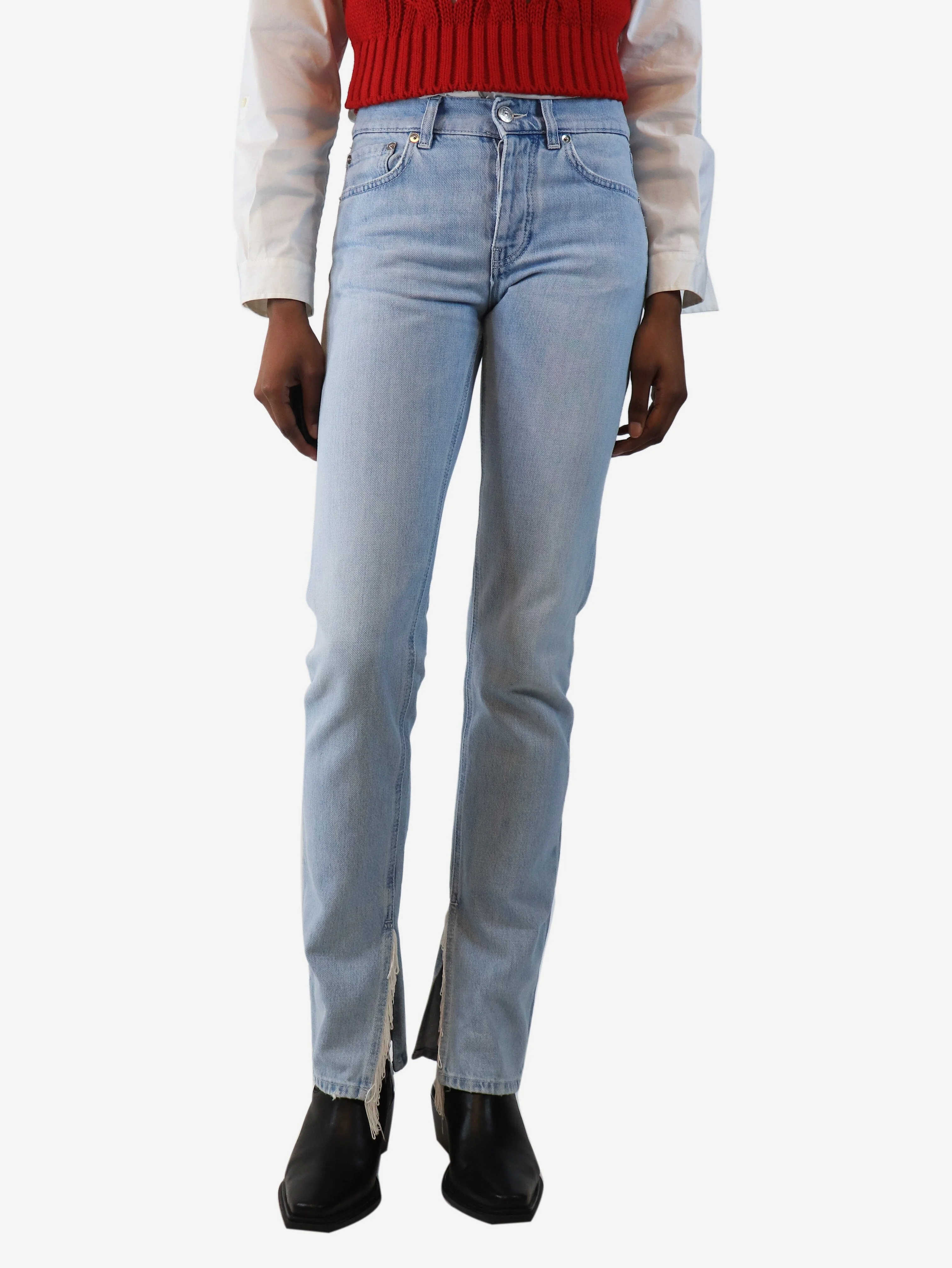 Blue lightwash denim jeans - size UK 6
