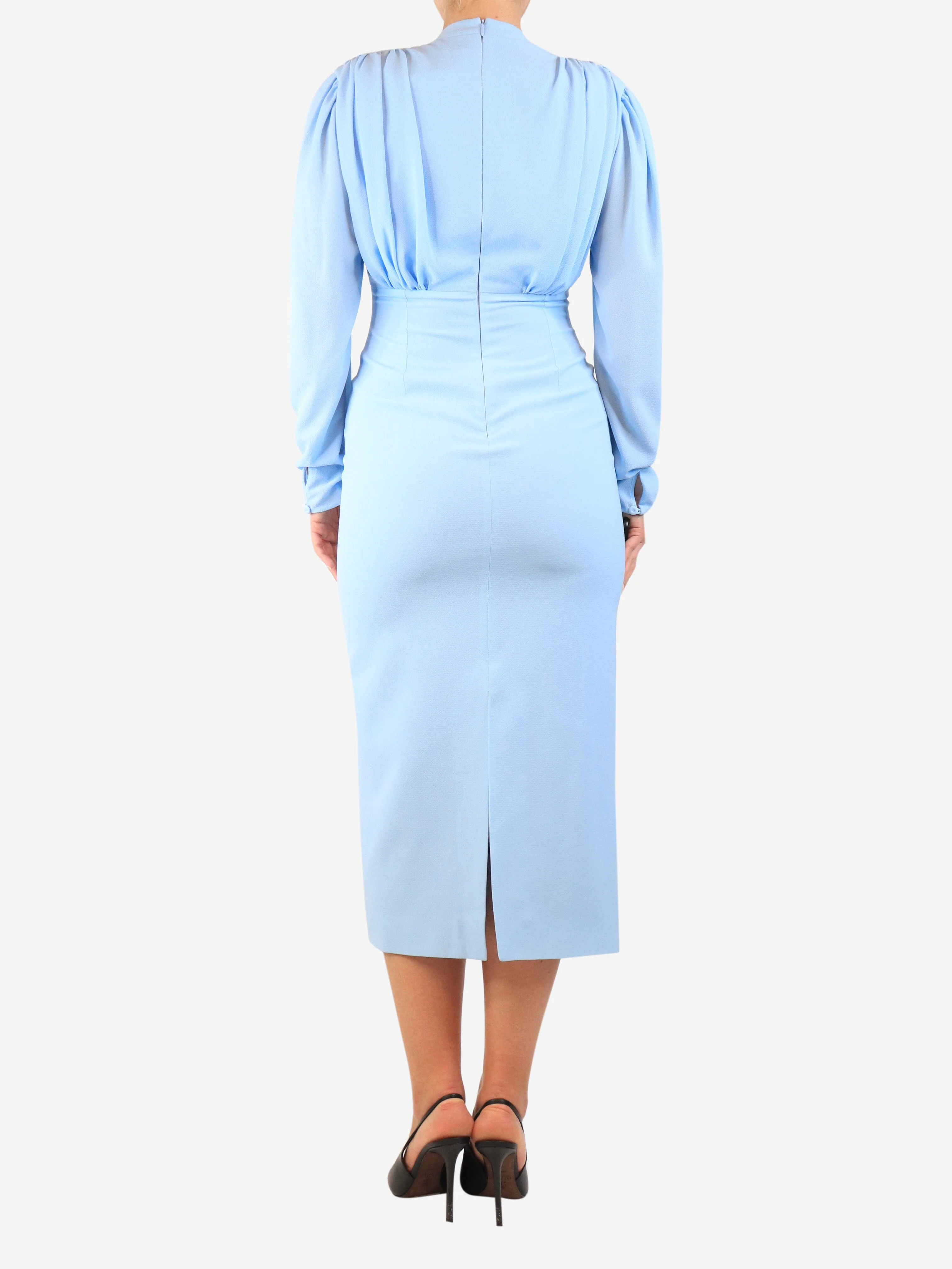 Blue long-sleeve midi dress - size UK 10 - Image 2