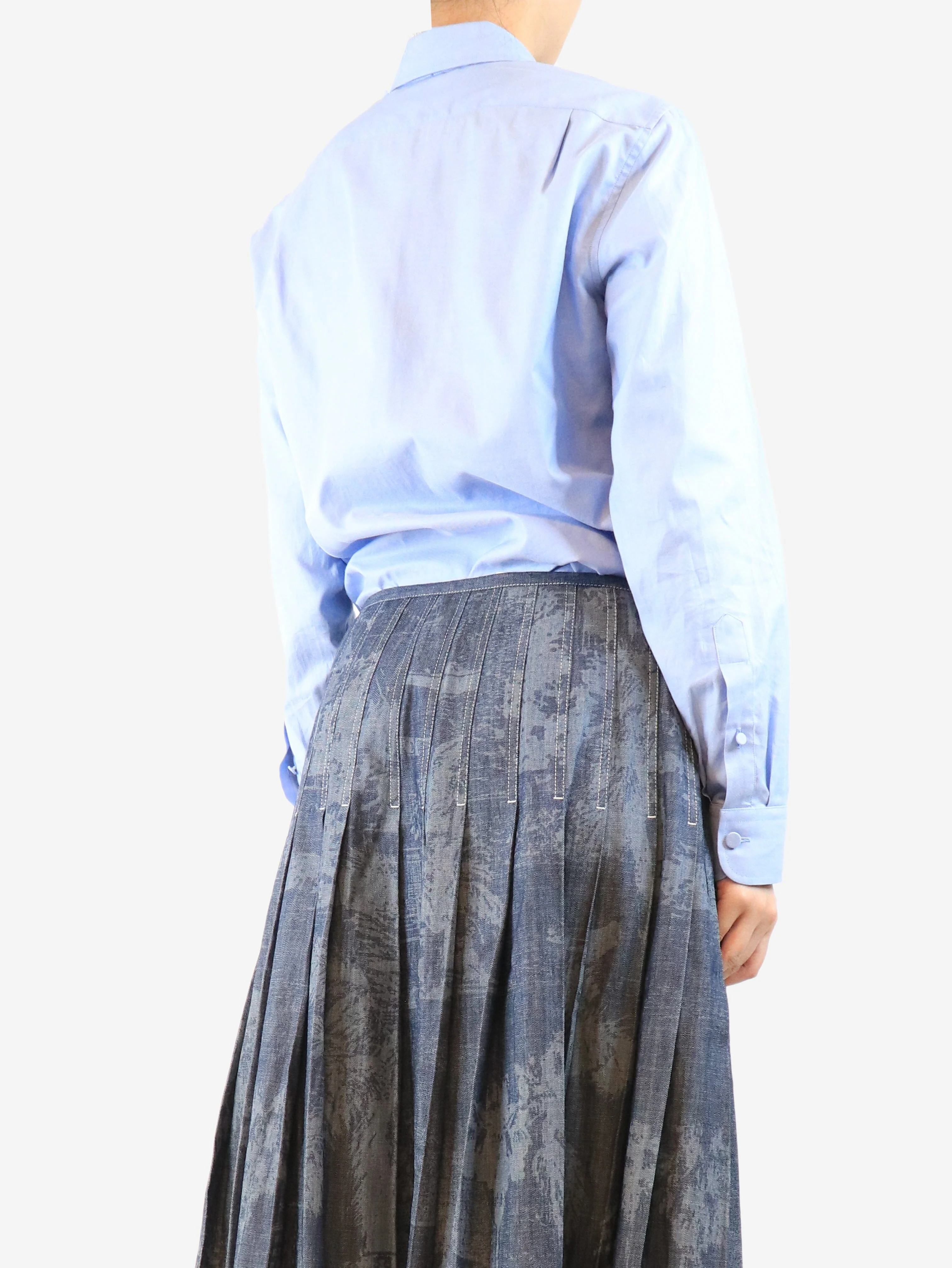 Blue pleated front blouse - size UK 8 - Image 2