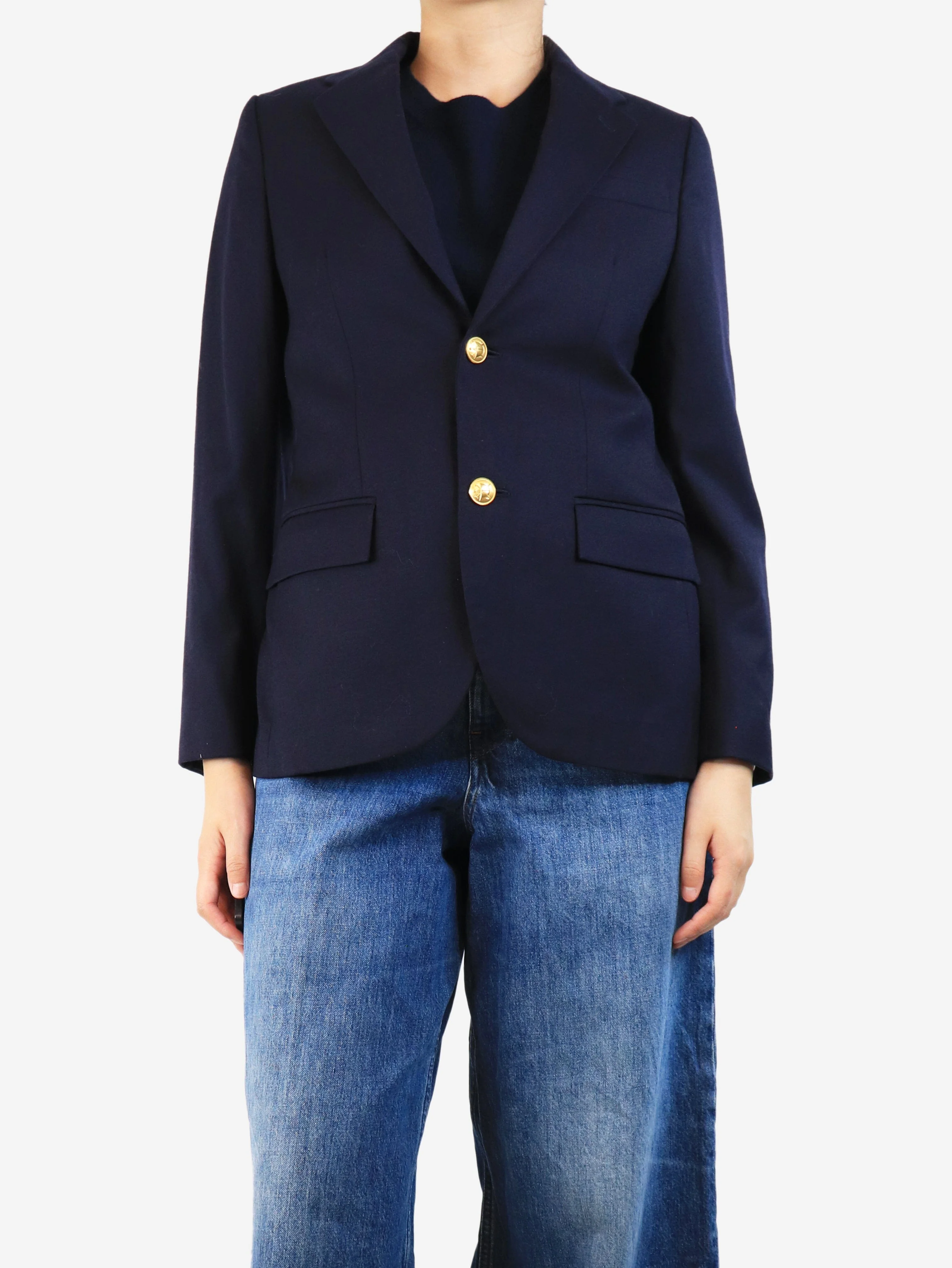 Blue single-breasted blazer - size UK 10
