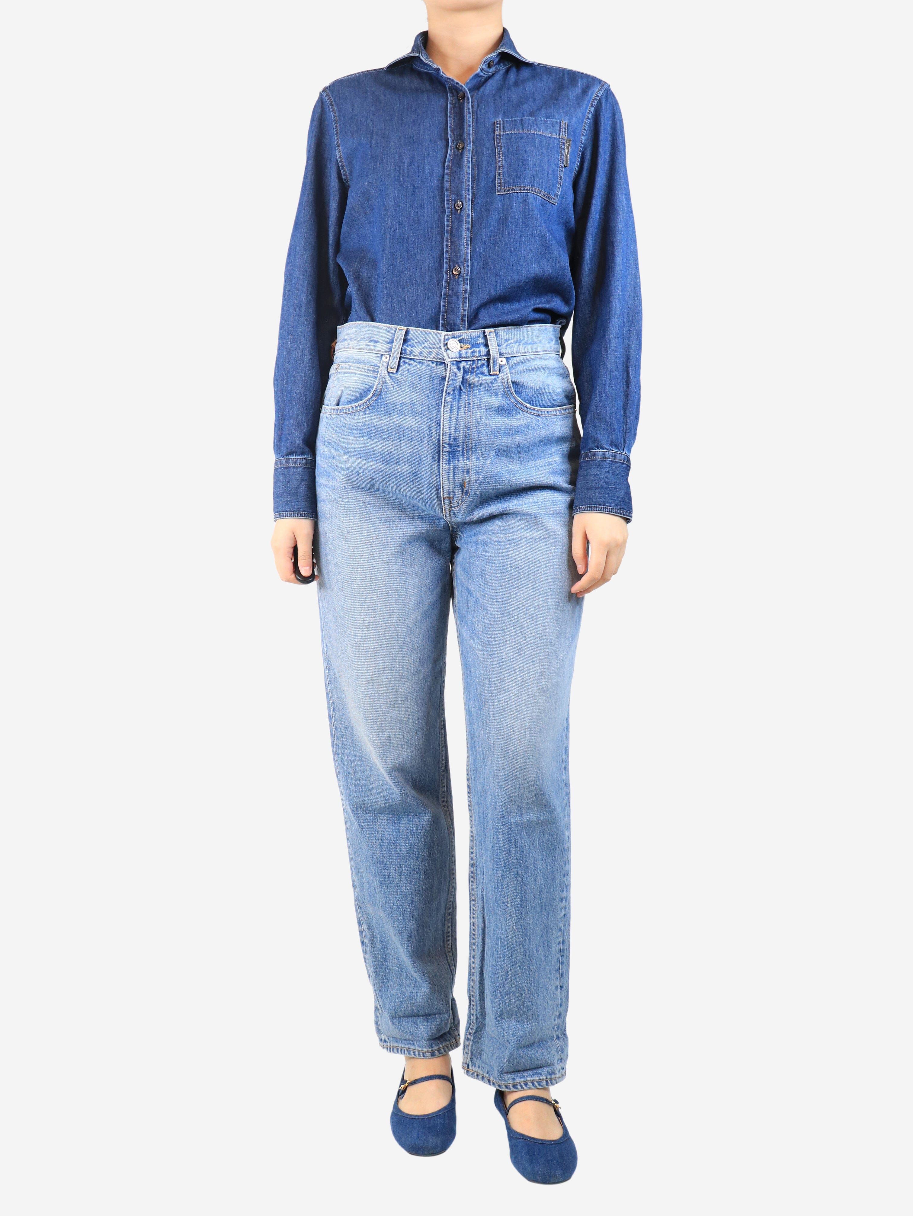 Blue straight-leg jeans - size UK 10 - Image 2