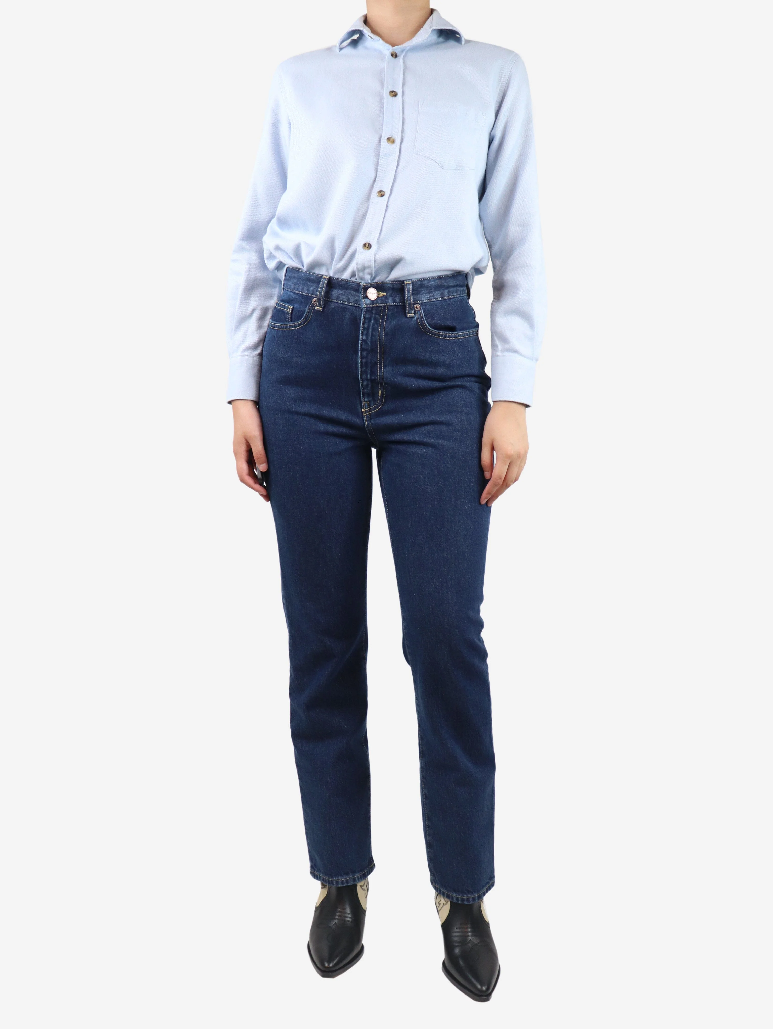 Blue straight-leg jeans - size W28 - Image 2