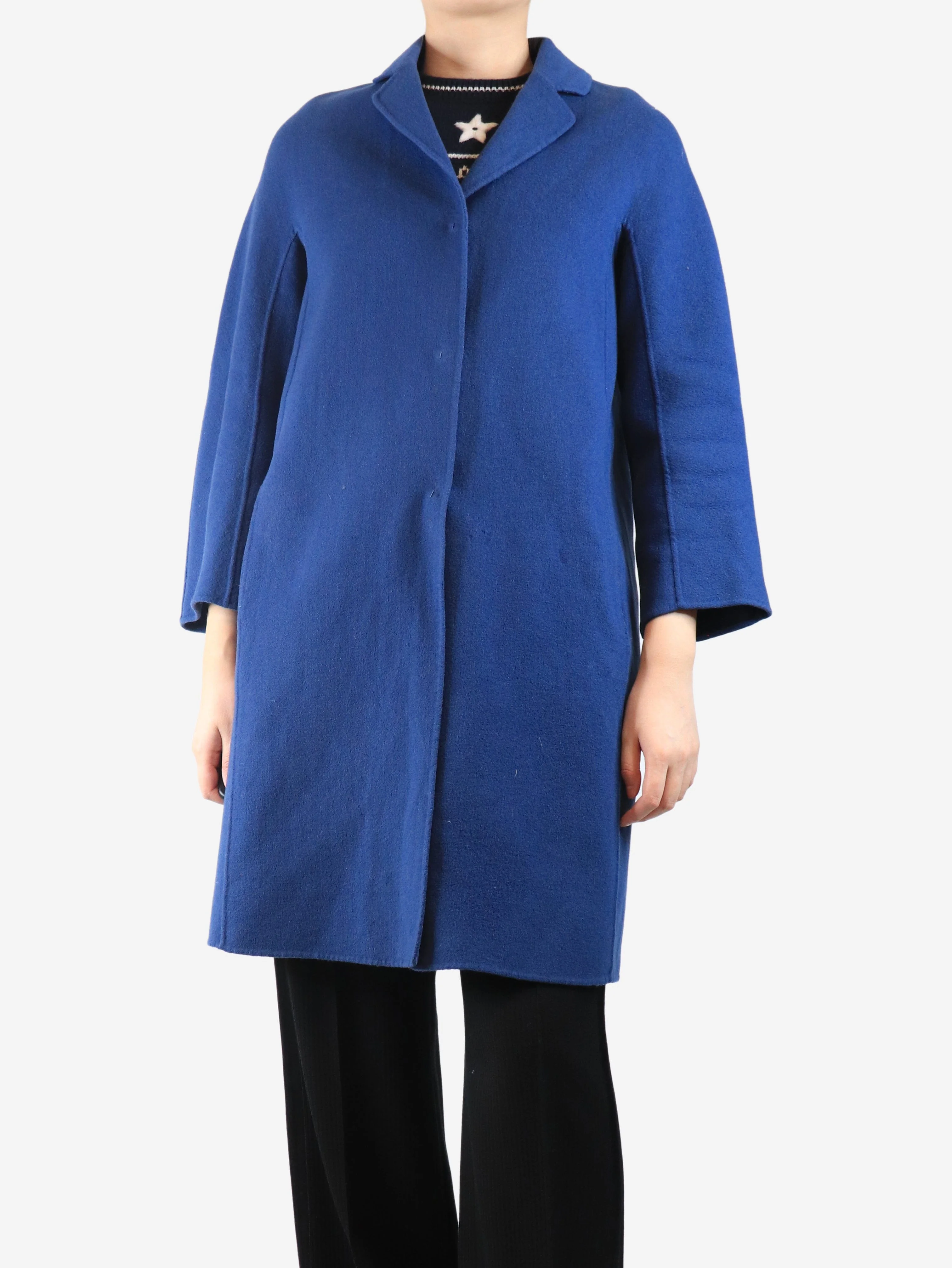 Blue wool coat - size UK 8