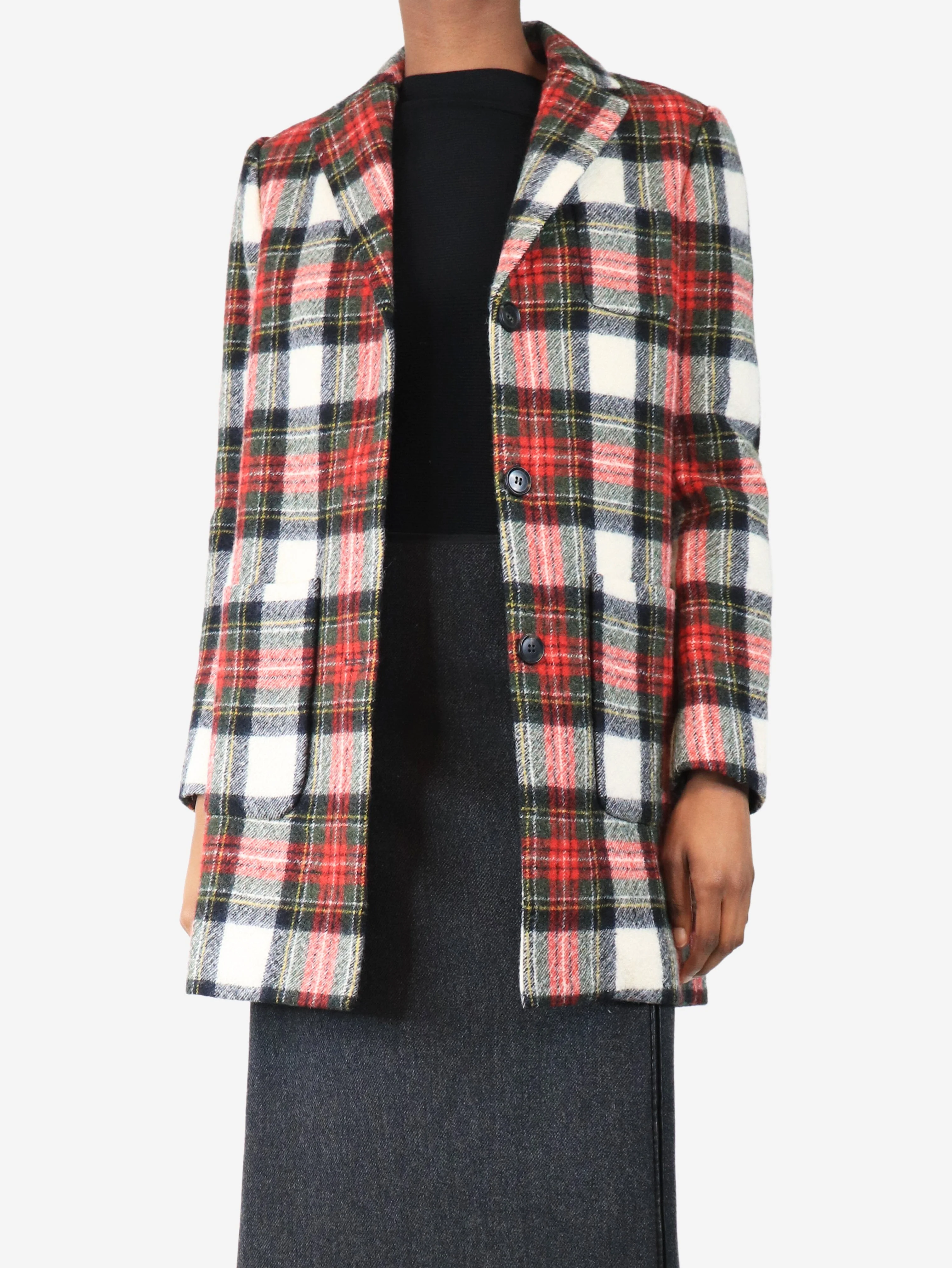 Red plaid wool jacket - size XS - Image 3