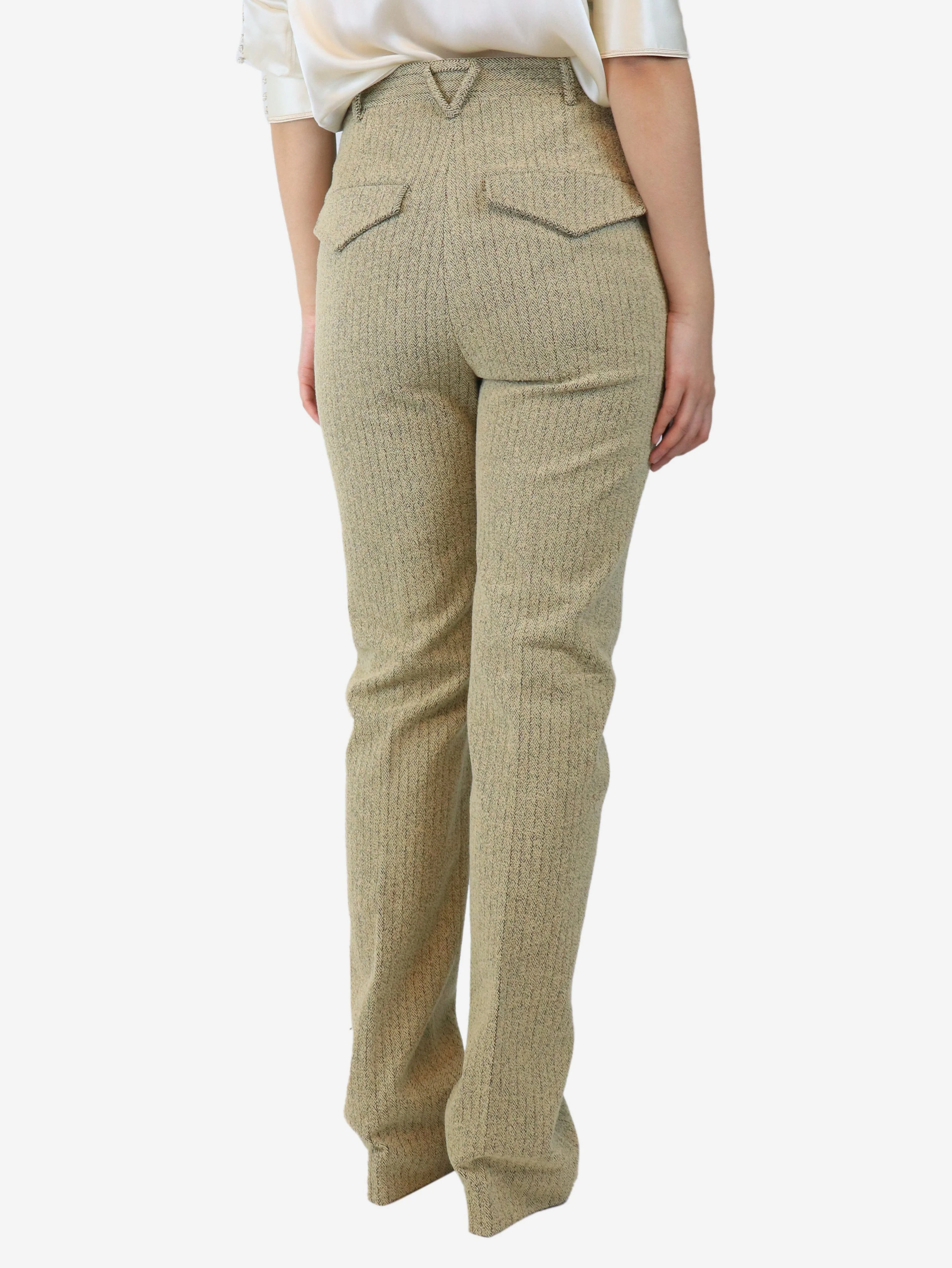 Beige herringbone boucle pants - size UK 10 - Image 3