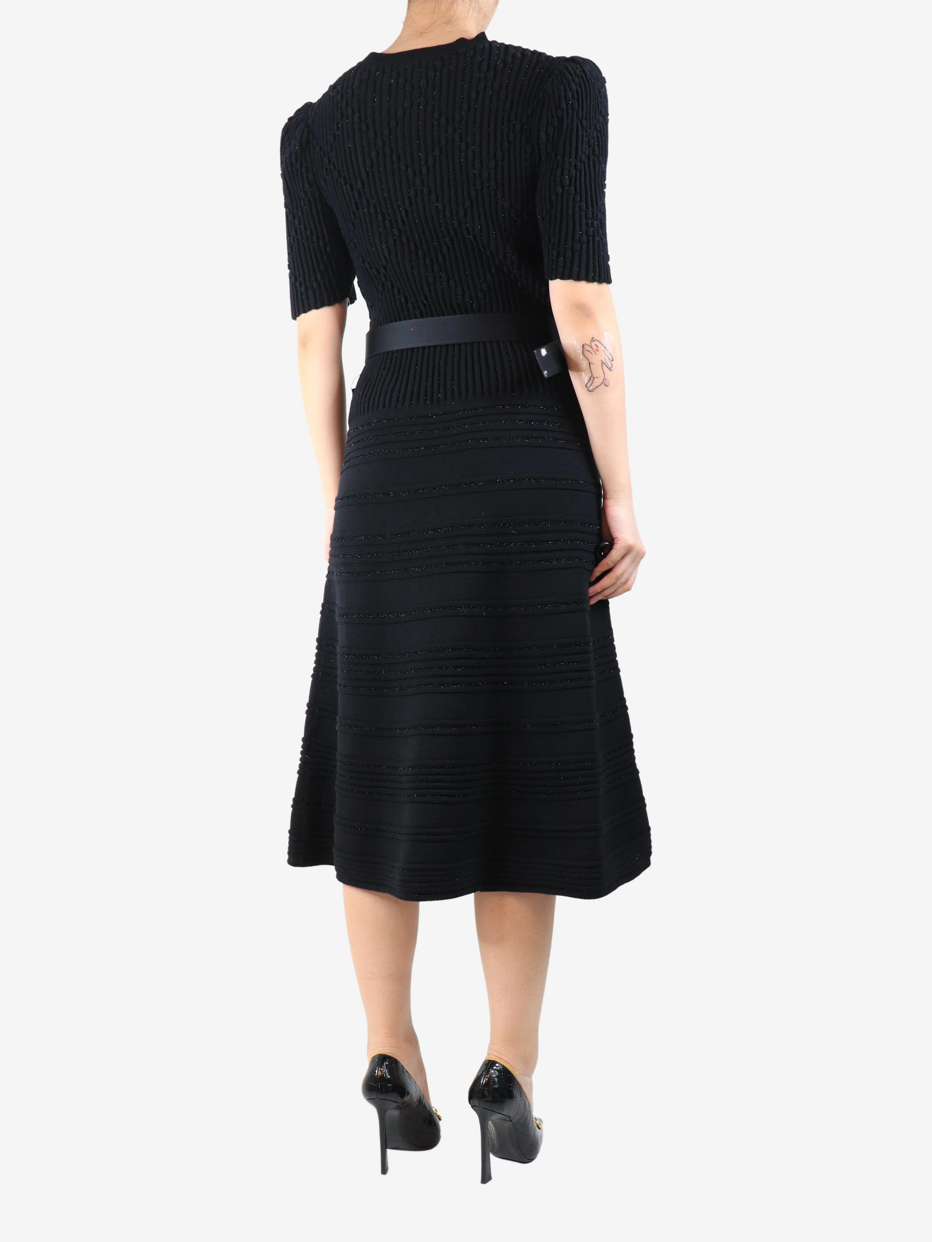 Black lurex-knit midi dress - size UK 14 - Image 2