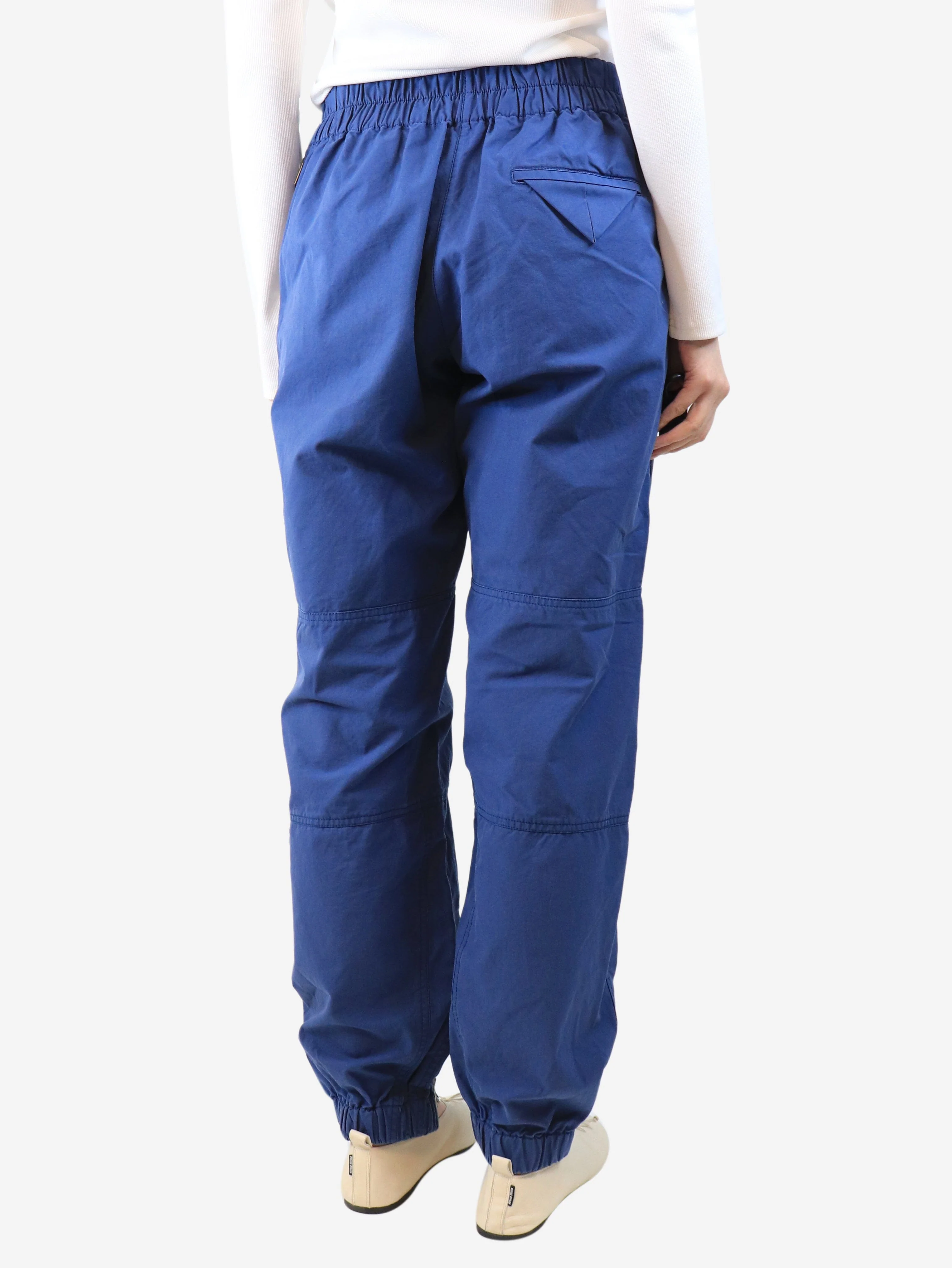 Blue cotton zip-front trousers - size M - Image 3