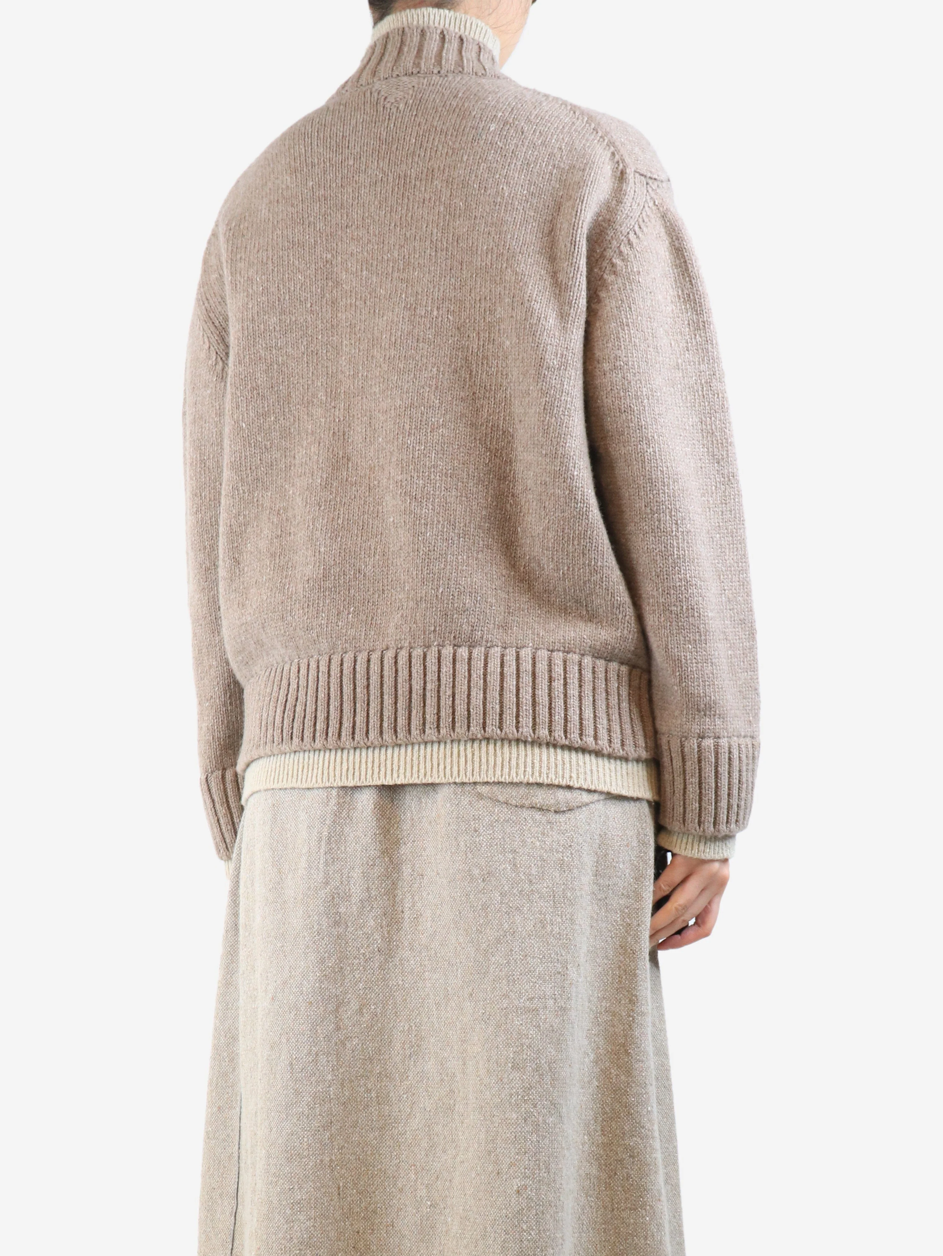 Brown chunky wool jumper - size S - Image 2