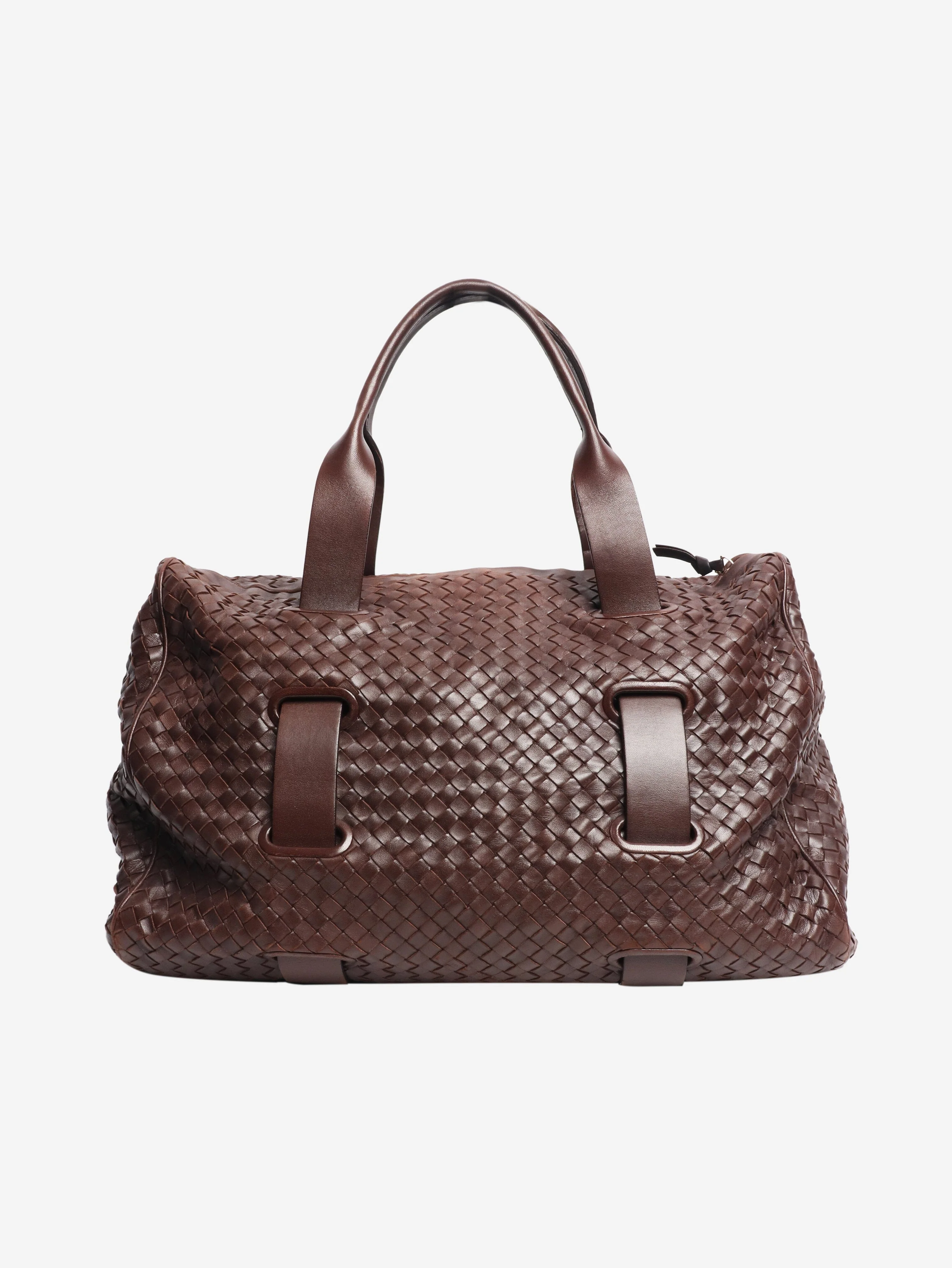 Brown Intrecciato weekender bag - Image 3