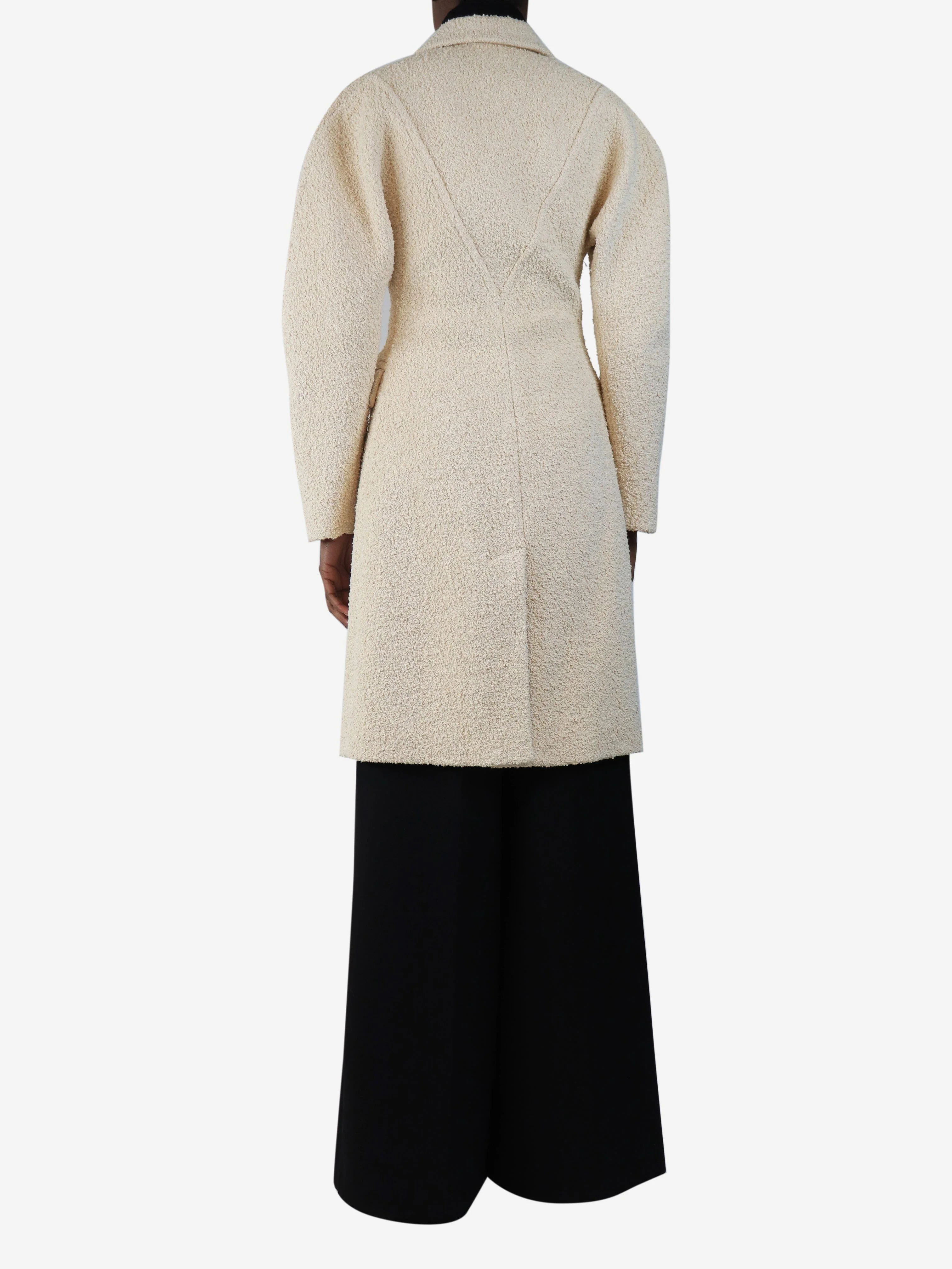 Cream heavyweight boucle coat - size UK 4 - Image 2