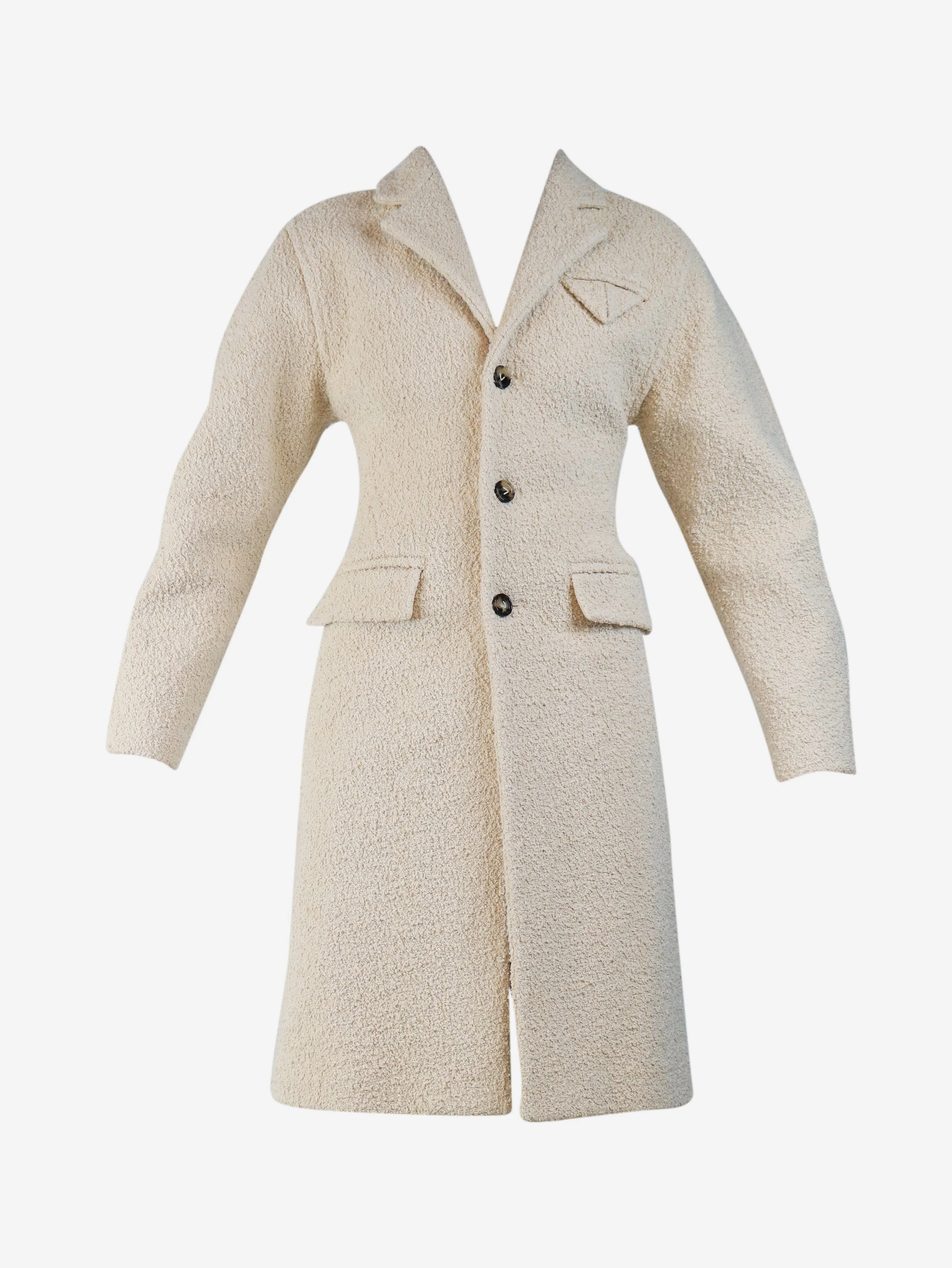 Cream heavyweight boucle coat - size UK 4 - Image 5