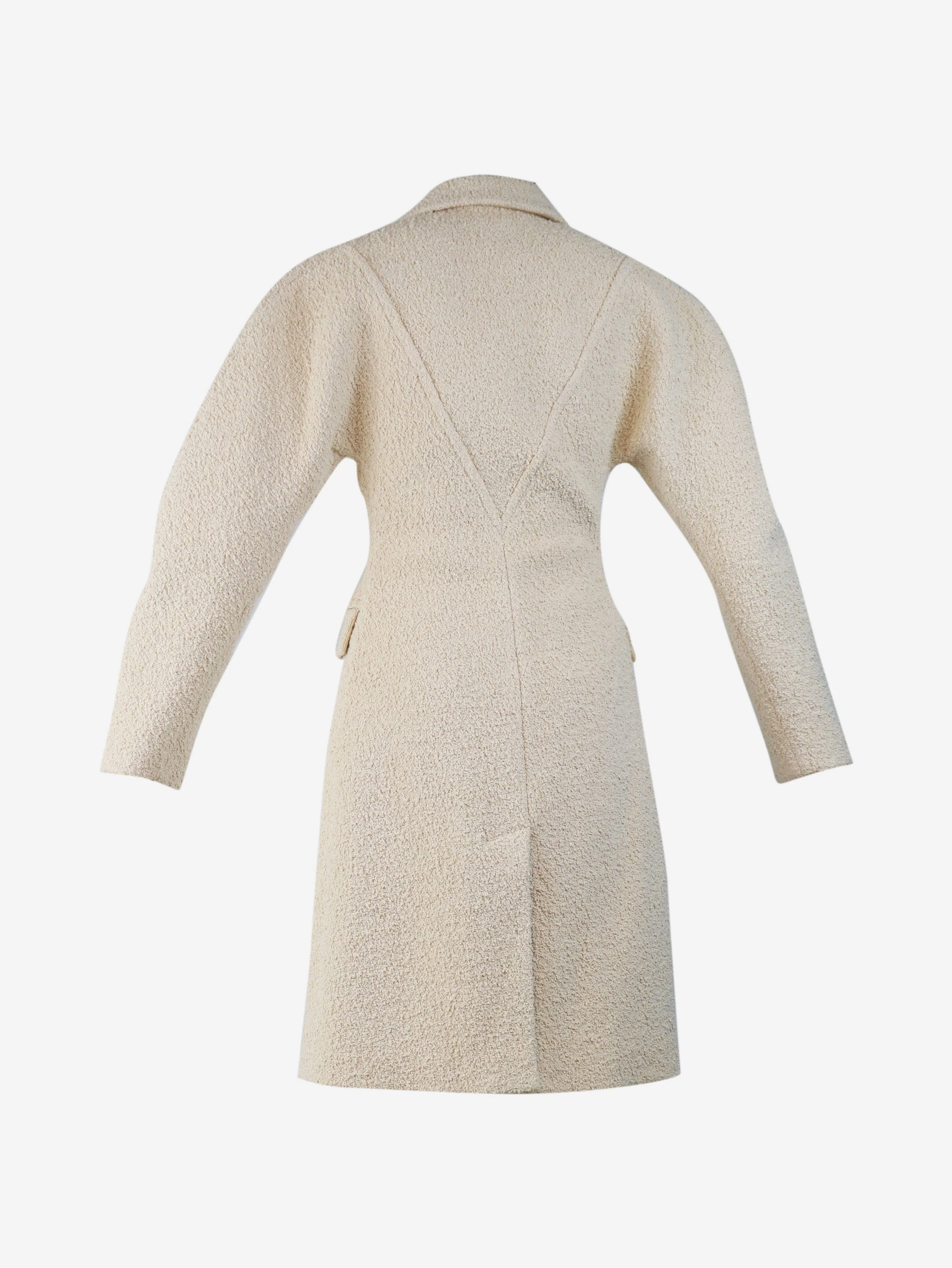 Cream heavyweight boucle coat - size UK 4 - Image 6